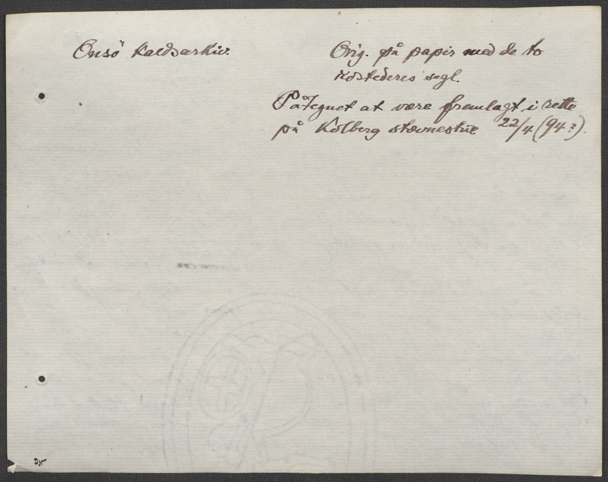 Riksarkivets diplomsamling, AV/RA-EA-5965/F15/L0002: Prestearkiv - Østfold, 1572-1683, p. 190