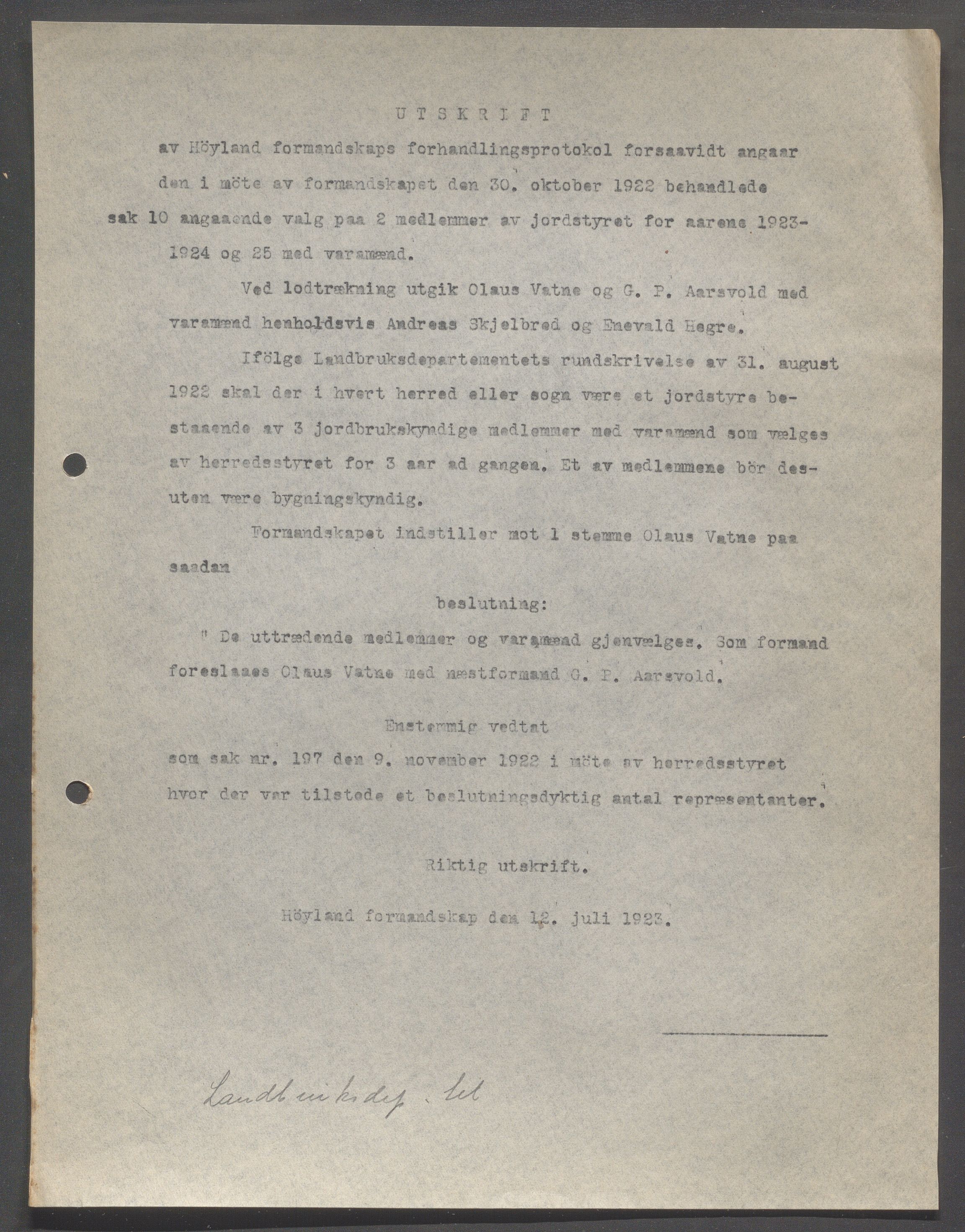 Høyland kommune - Formannskapet, IKAR/K-100046/B/L0006: Kopibok, 1920-1923, p. 606