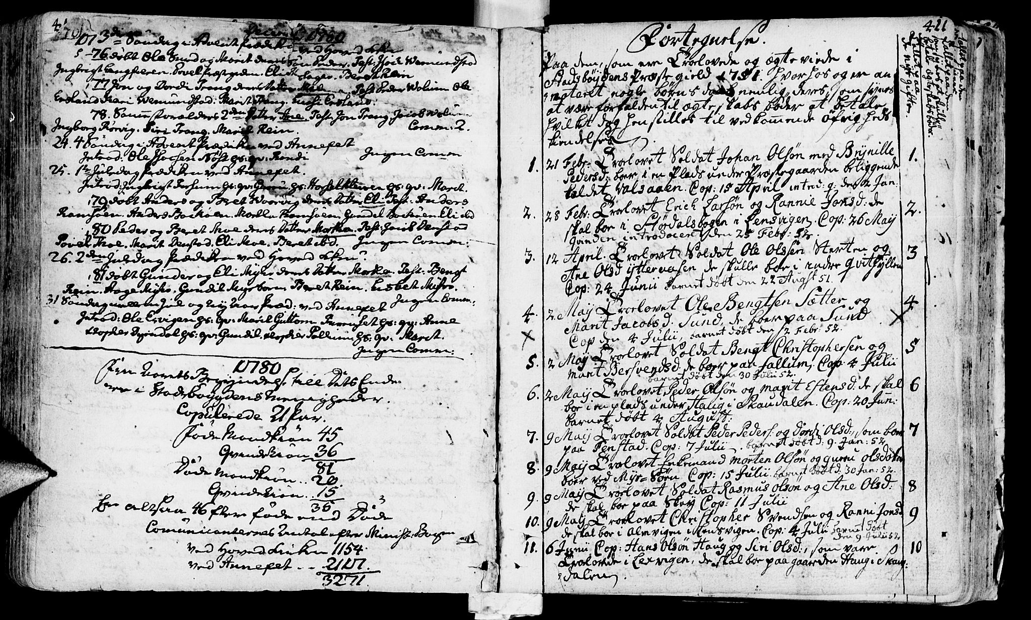 Ministerialprotokoller, klokkerbøker og fødselsregistre - Sør-Trøndelag, SAT/A-1456/646/L0605: Parish register (official) no. 646A03, 1751-1790, p. 410b-411b