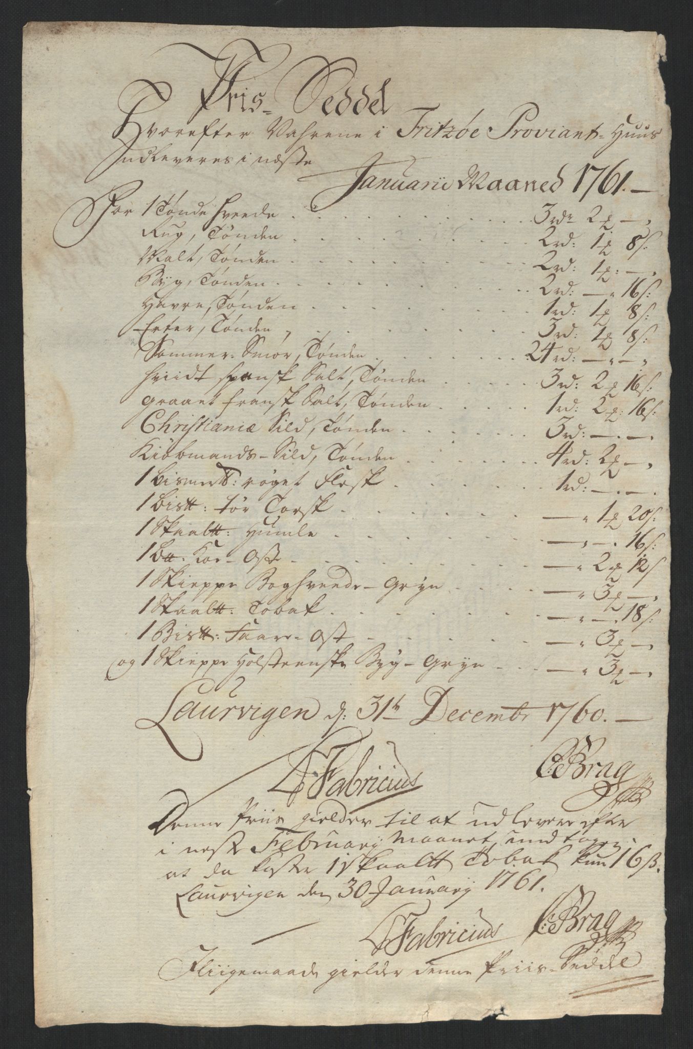 Larvik grevskap, AV/SAKO-A-1056/F/Fk/Fke/L0001: Diverse regnskapssaker, 1729-1810, p. 204