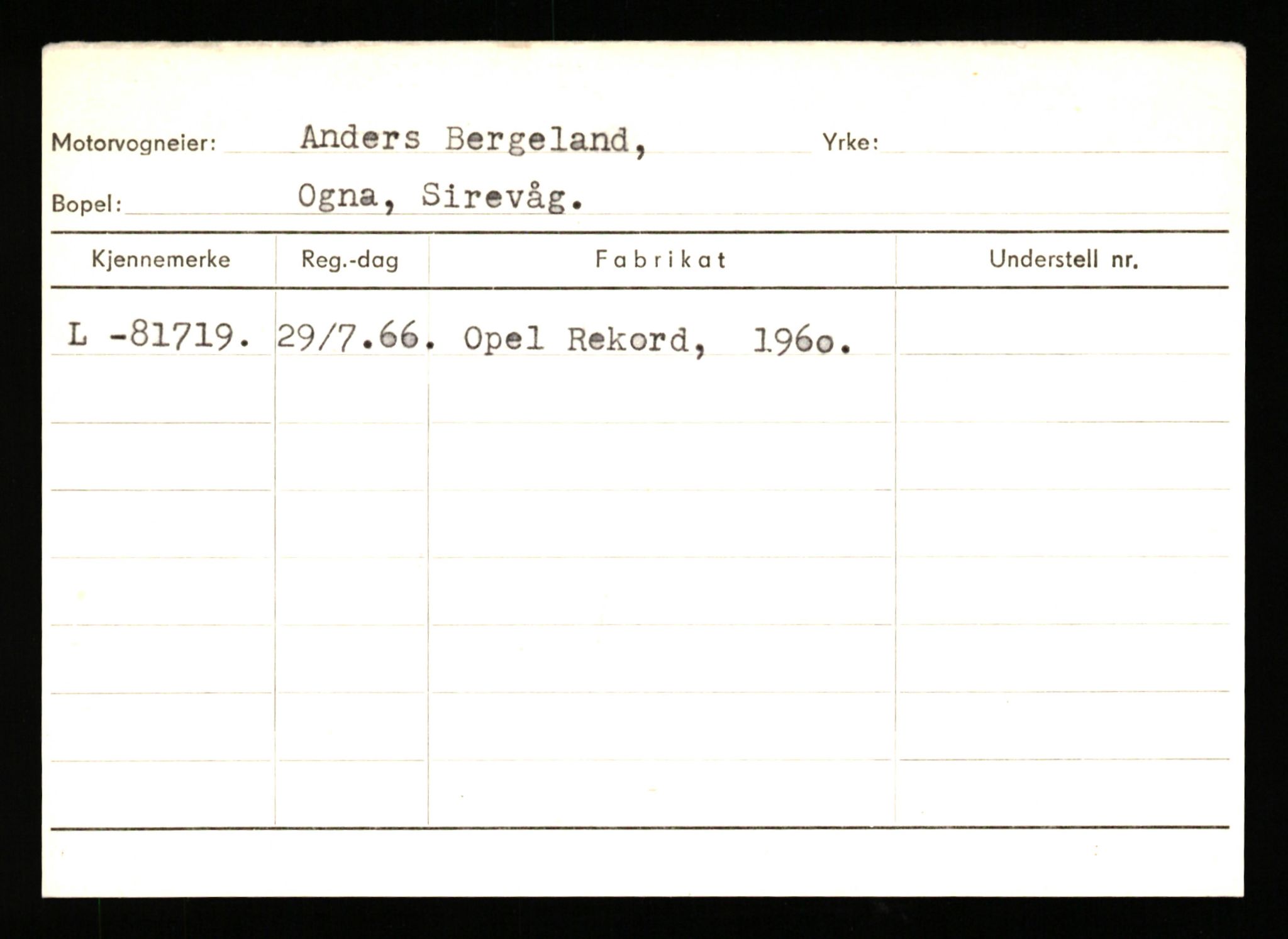 Stavanger trafikkstasjon, AV/SAST-A-101942/0/H/L0003: Bergeland - Bjørns, 1930-1971, p. 1