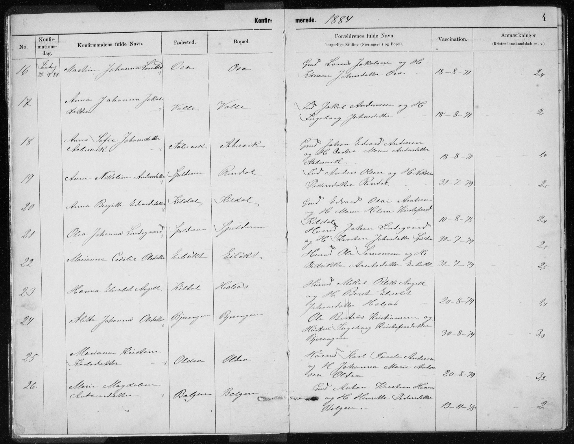 Ministerialprotokoller, klokkerbøker og fødselsregistre - Nordland, AV/SAT-A-1459/843/L0637: Parish register (copy) no. 843C06, 1884-1908, p. 4