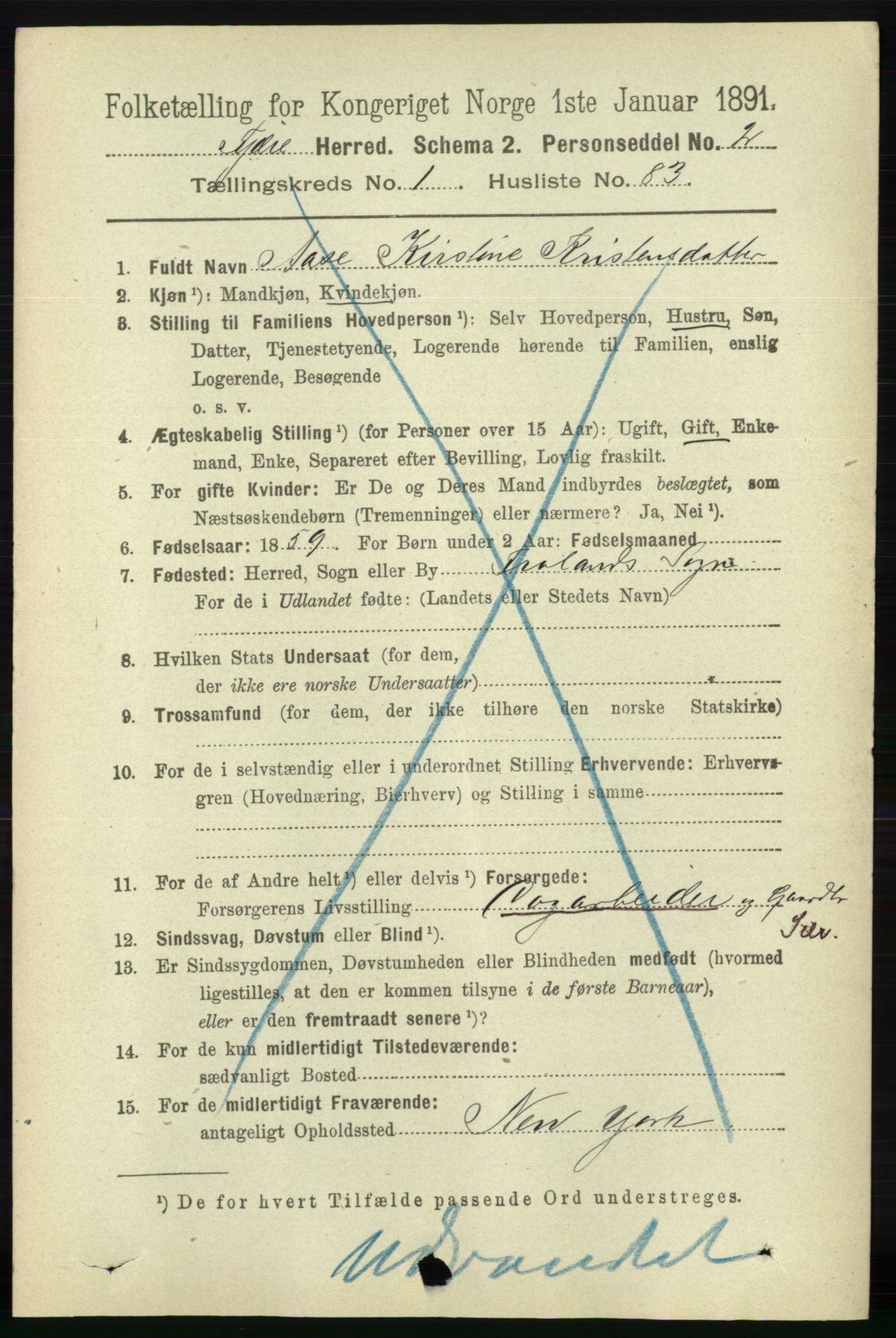 RA, 1891 census for 0923 Fjære, 1891, p. 630