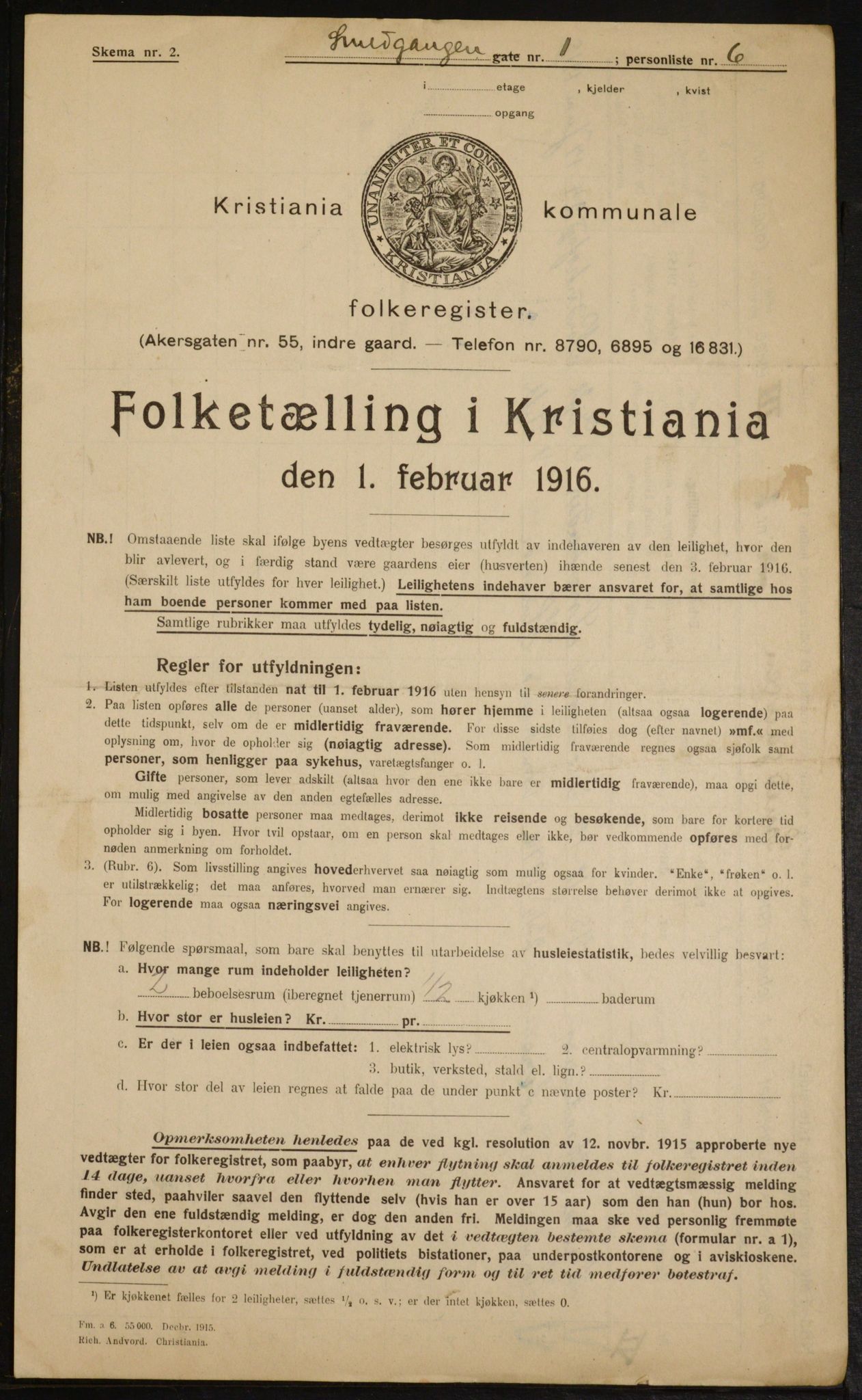 OBA, Municipal Census 1916 for Kristiania, 1916, p. 99555