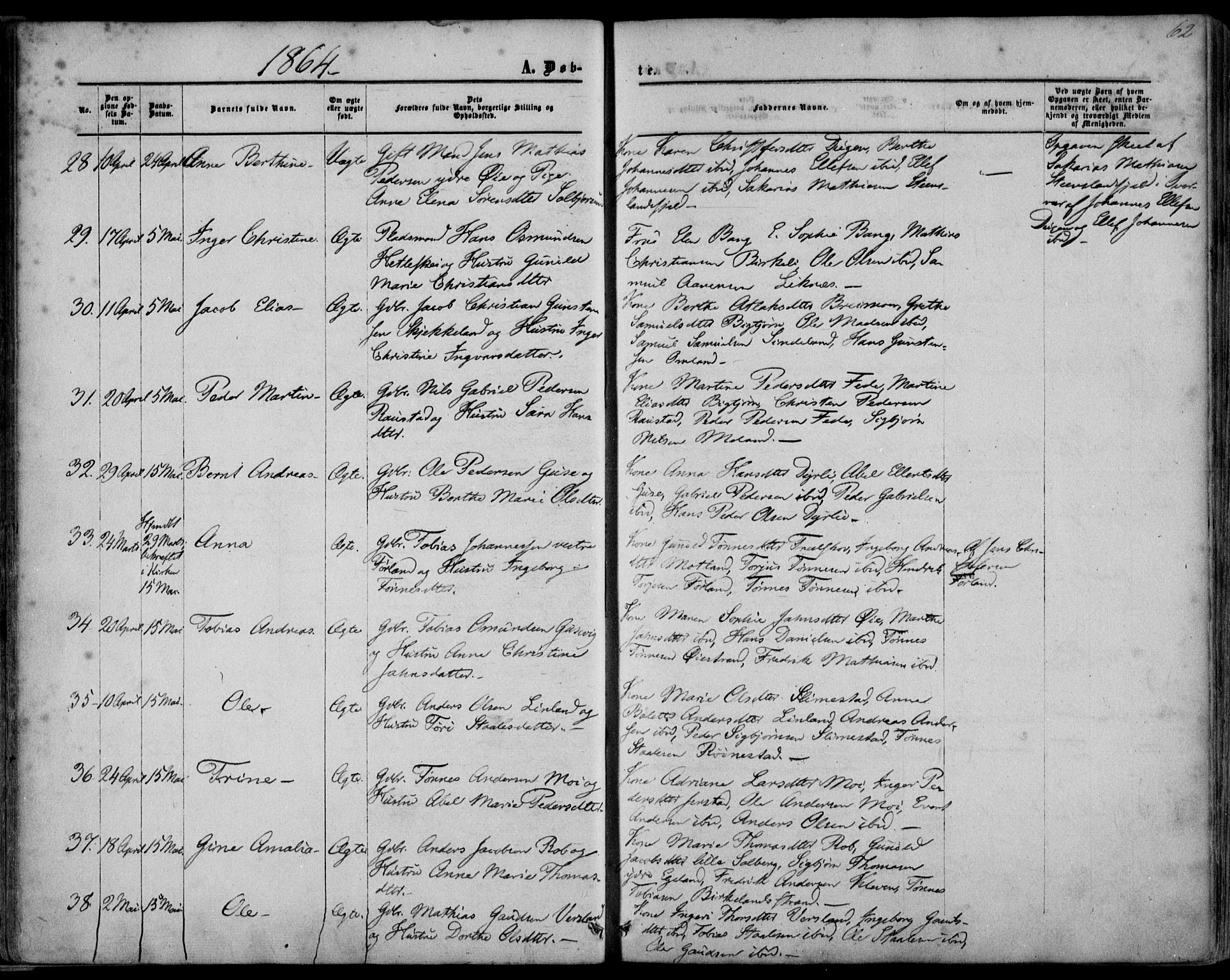 Kvinesdal sokneprestkontor, AV/SAK-1111-0026/F/Fa/Fab/L0006: Parish register (official) no. A 6, 1857-1869, p. 62