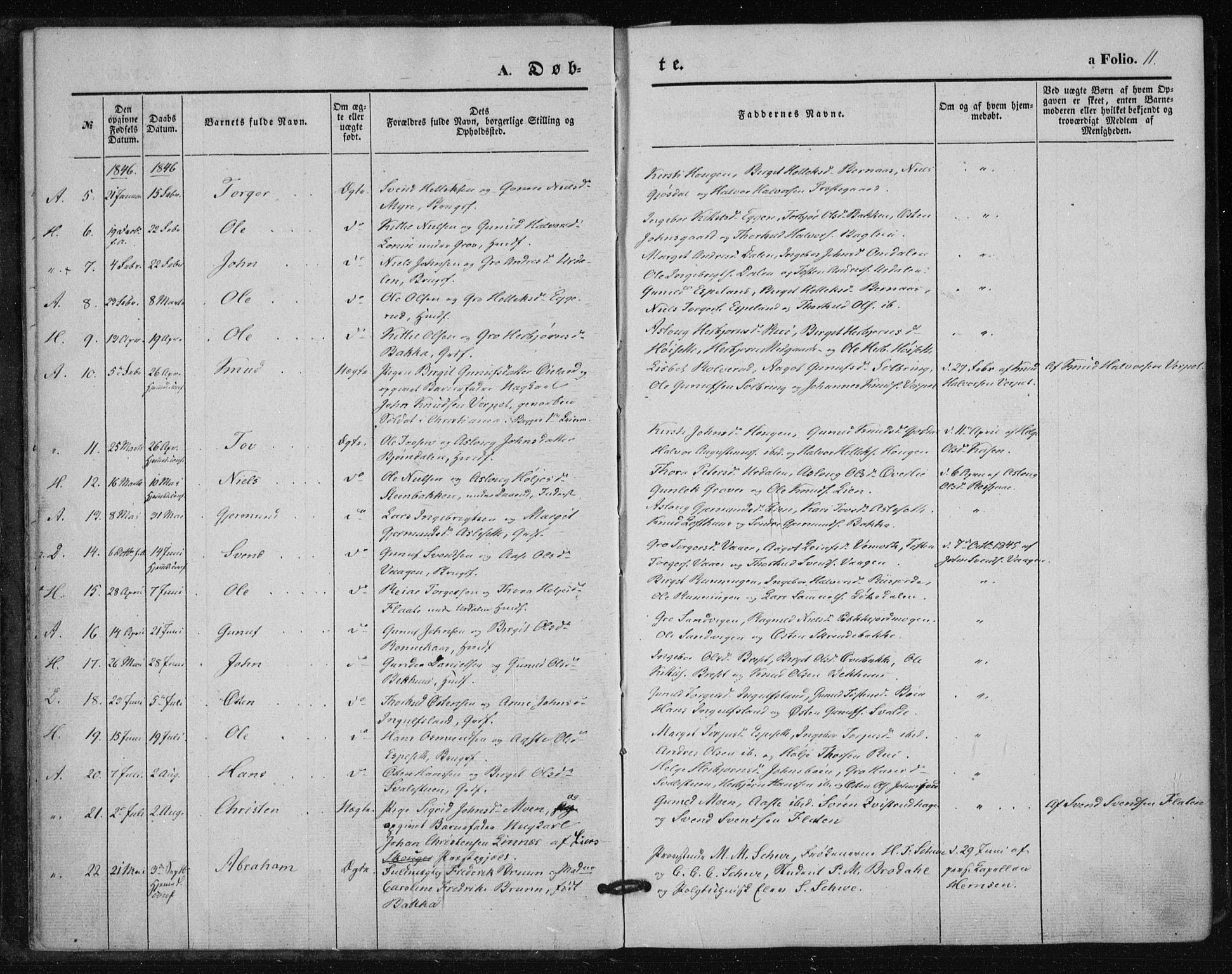 Tinn kirkebøker, SAKO/A-308/F/Fa/L0005: Parish register (official) no. I 5, 1844-1856, p. 11