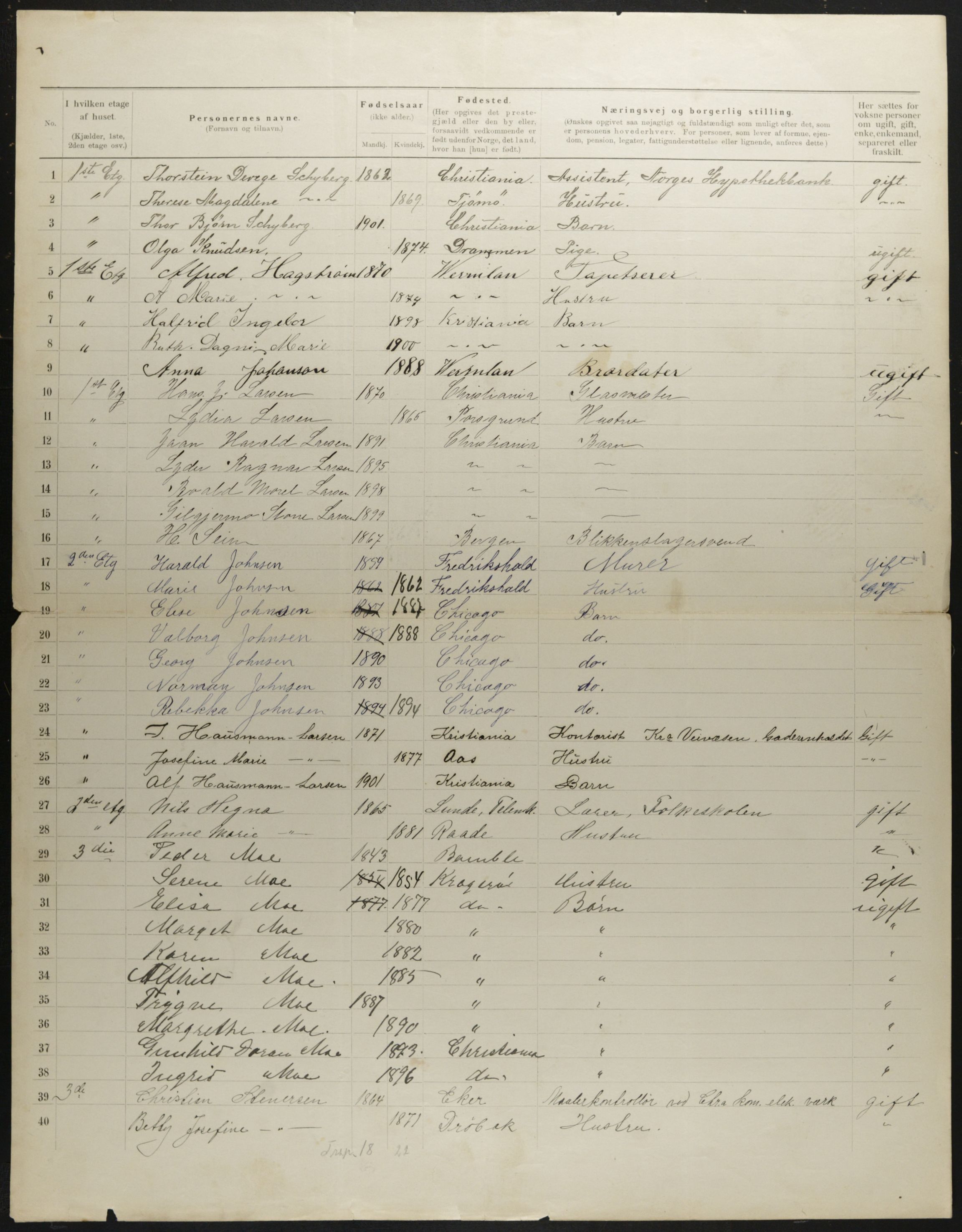 OBA, Municipal Census 1901 for Kristiania, 1901, p. 1341