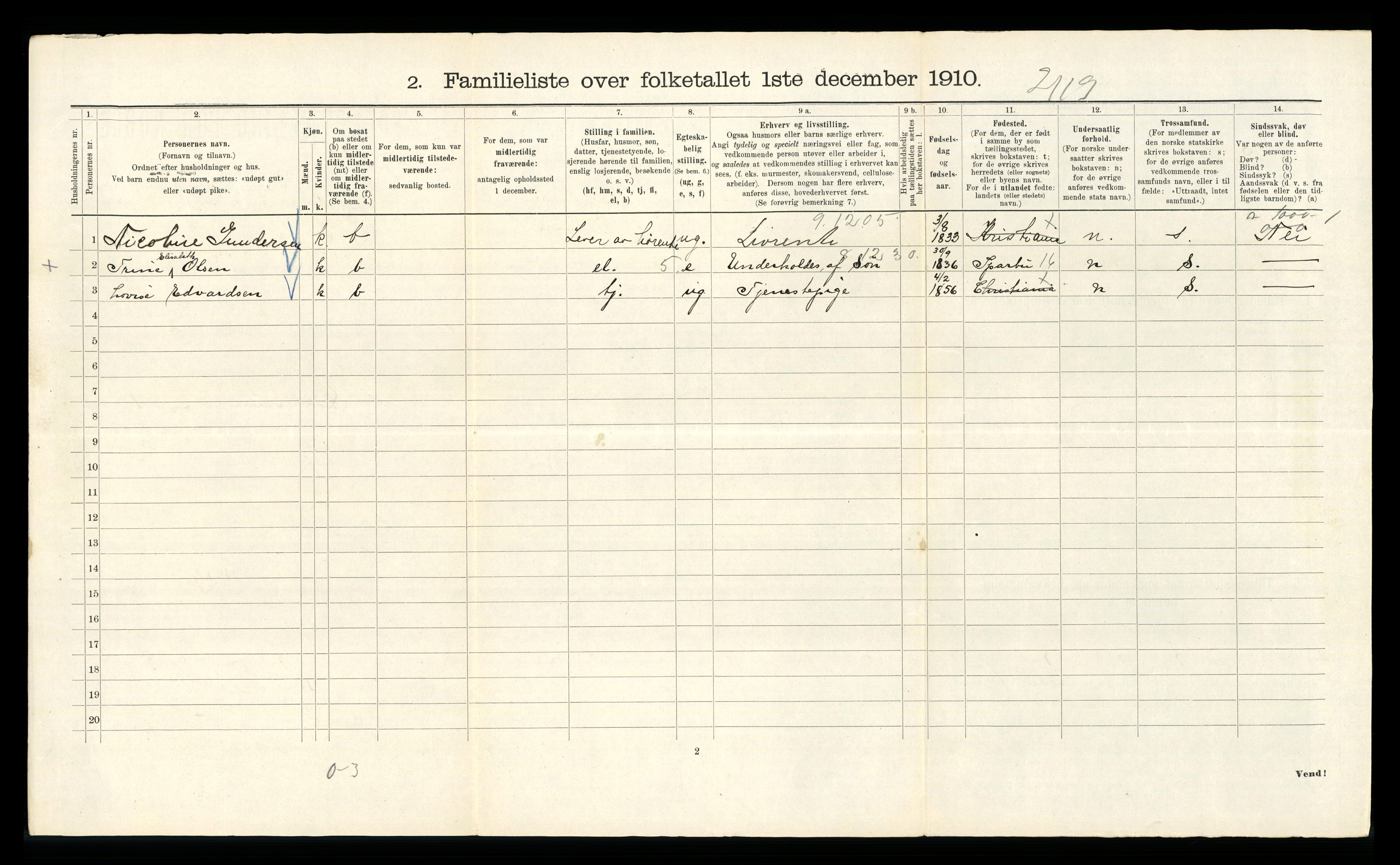 RA, 1910 census for Kristiania, 1910, p. 57252