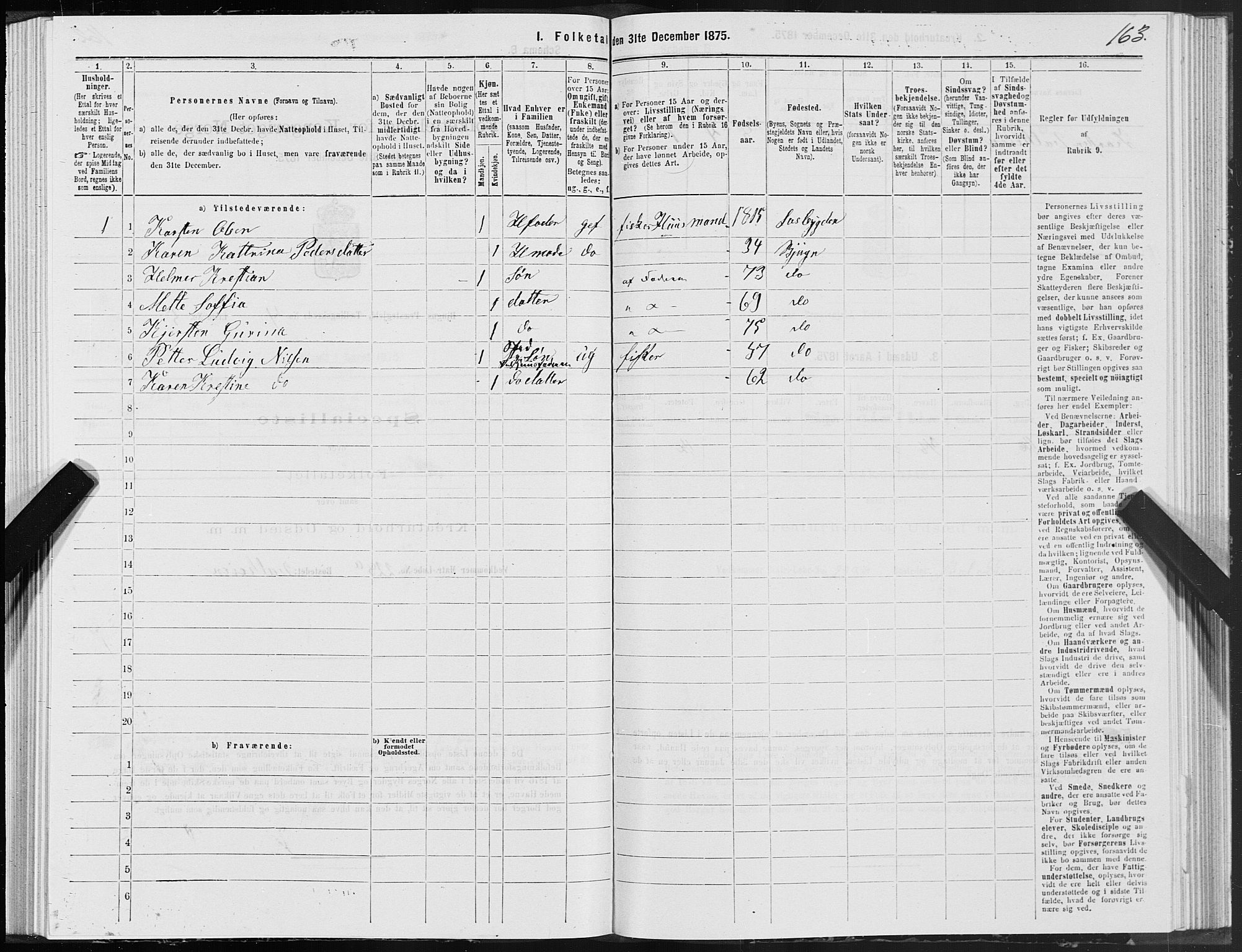 SAT, 1875 census for 1627P Bjugn, 1875, p. 2163