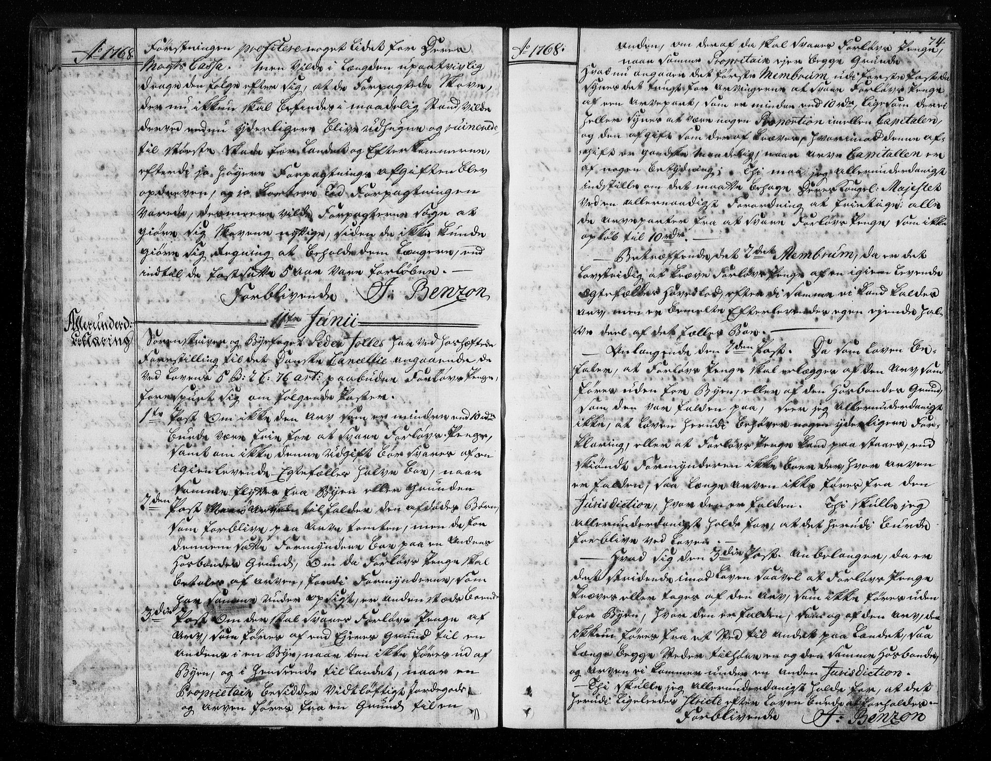 Stattholderembetet 1572-1771, AV/RA-EA-2870/Bf/L0007: Stattholderprotokoll (allmenn kopibok), 1768-1769, p. 73b-74a