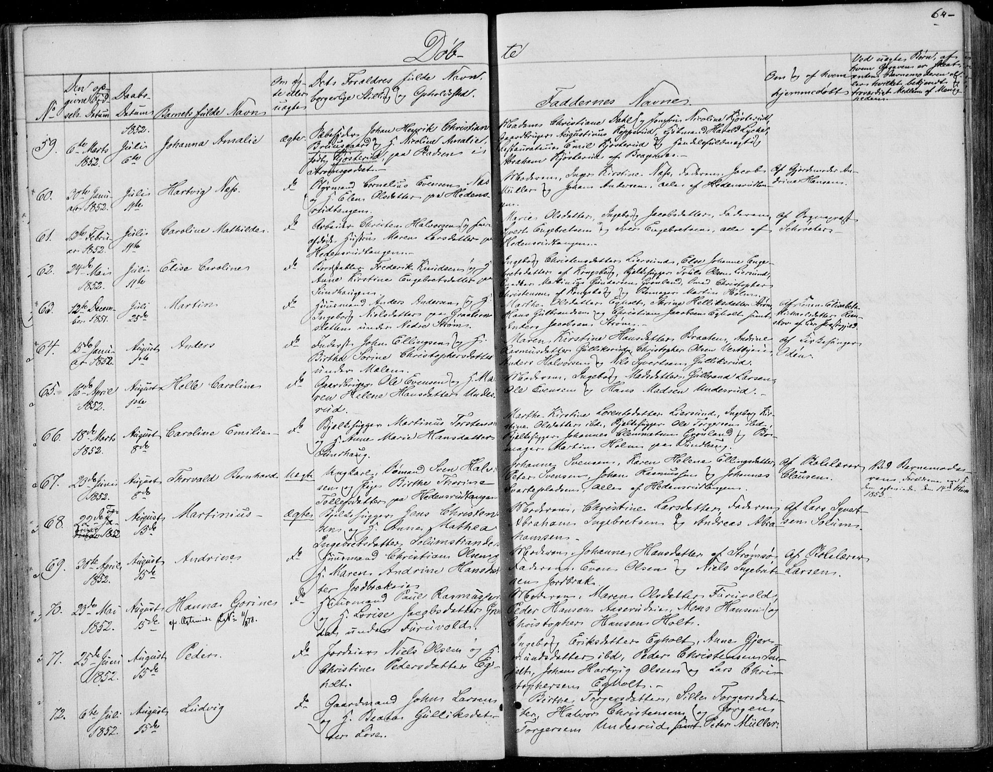 Skoger kirkebøker, AV/SAKO-A-59/F/Fa/L0003: Parish register (official) no. I 3, 1842-1861, p. 64