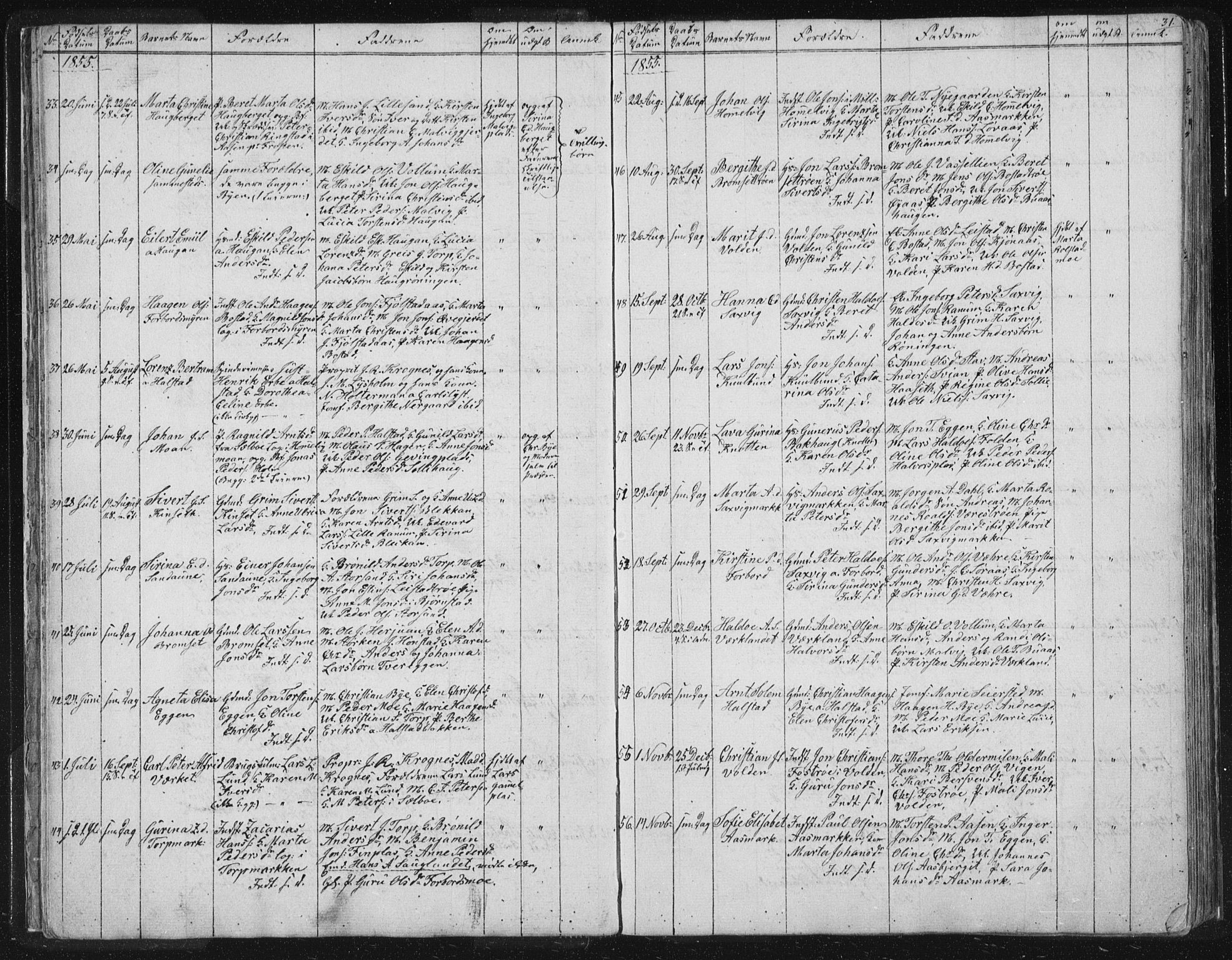 Ministerialprotokoller, klokkerbøker og fødselsregistre - Sør-Trøndelag, SAT/A-1456/616/L0406: Parish register (official) no. 616A03, 1843-1879, p. 31