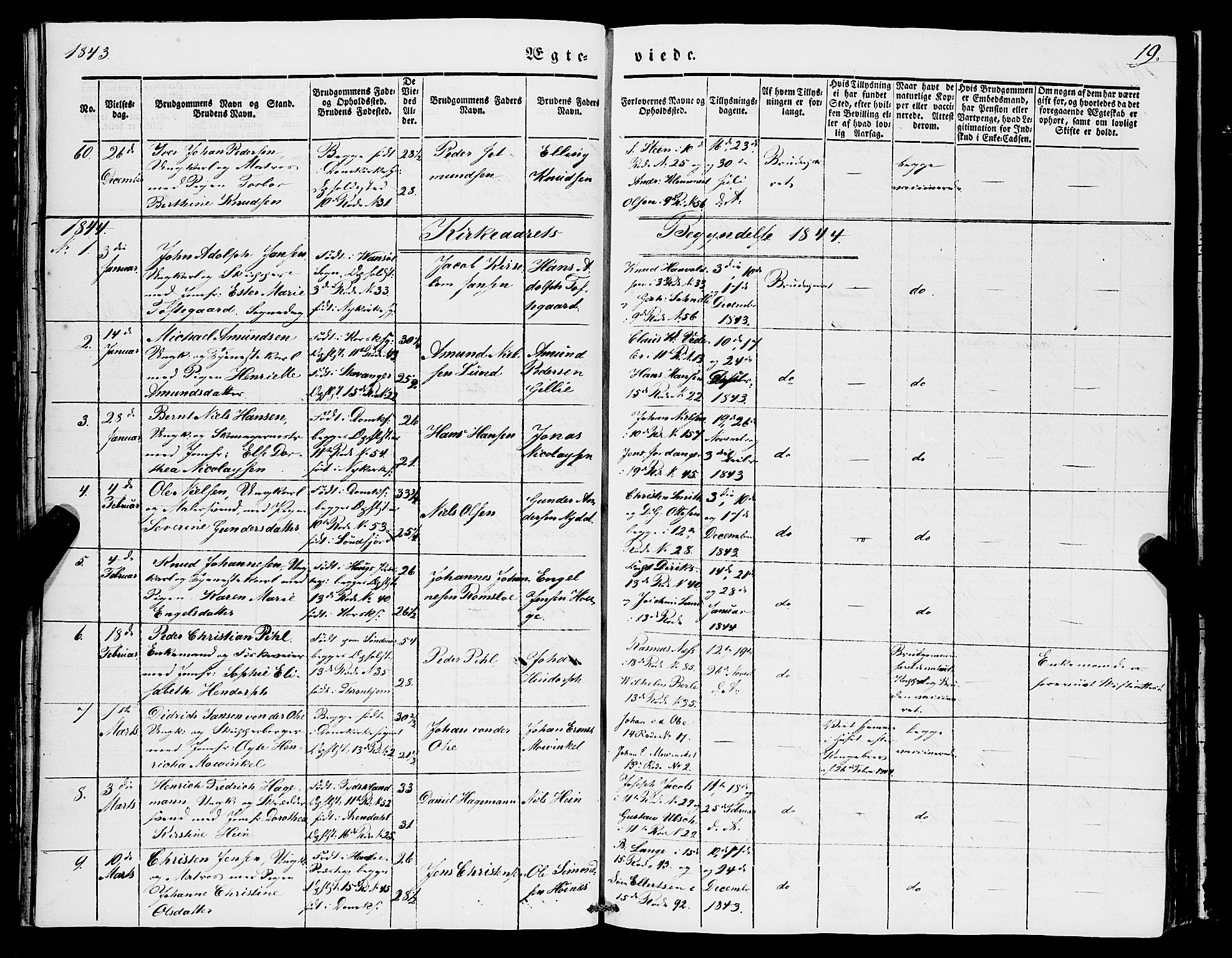 Domkirken sokneprestembete, SAB/A-74801/H/Haa/L0033: Parish register (official) no. D 1, 1841-1853, p. 19