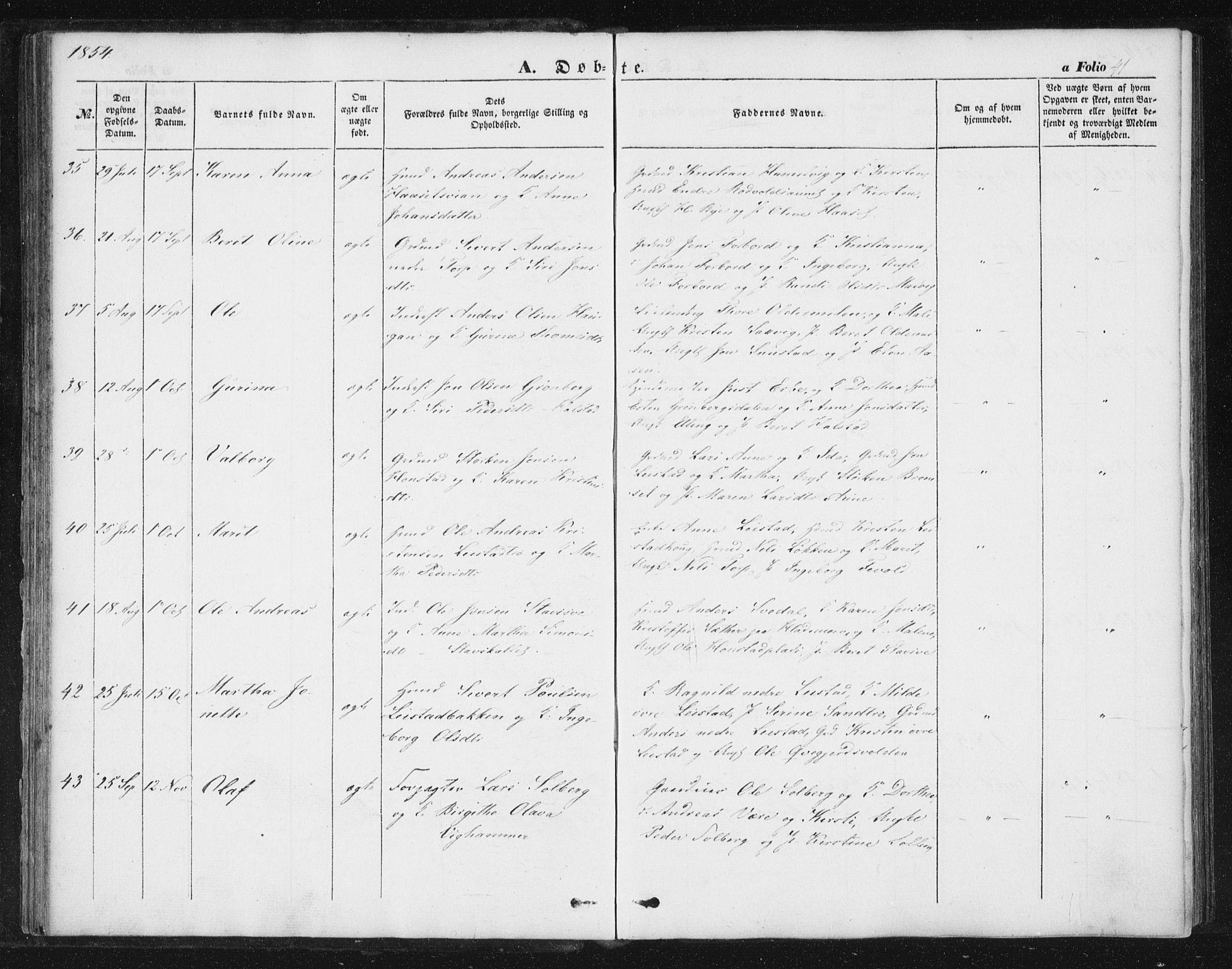 Ministerialprotokoller, klokkerbøker og fødselsregistre - Sør-Trøndelag, SAT/A-1456/616/L0407: Parish register (official) no. 616A04, 1848-1856, p. 41