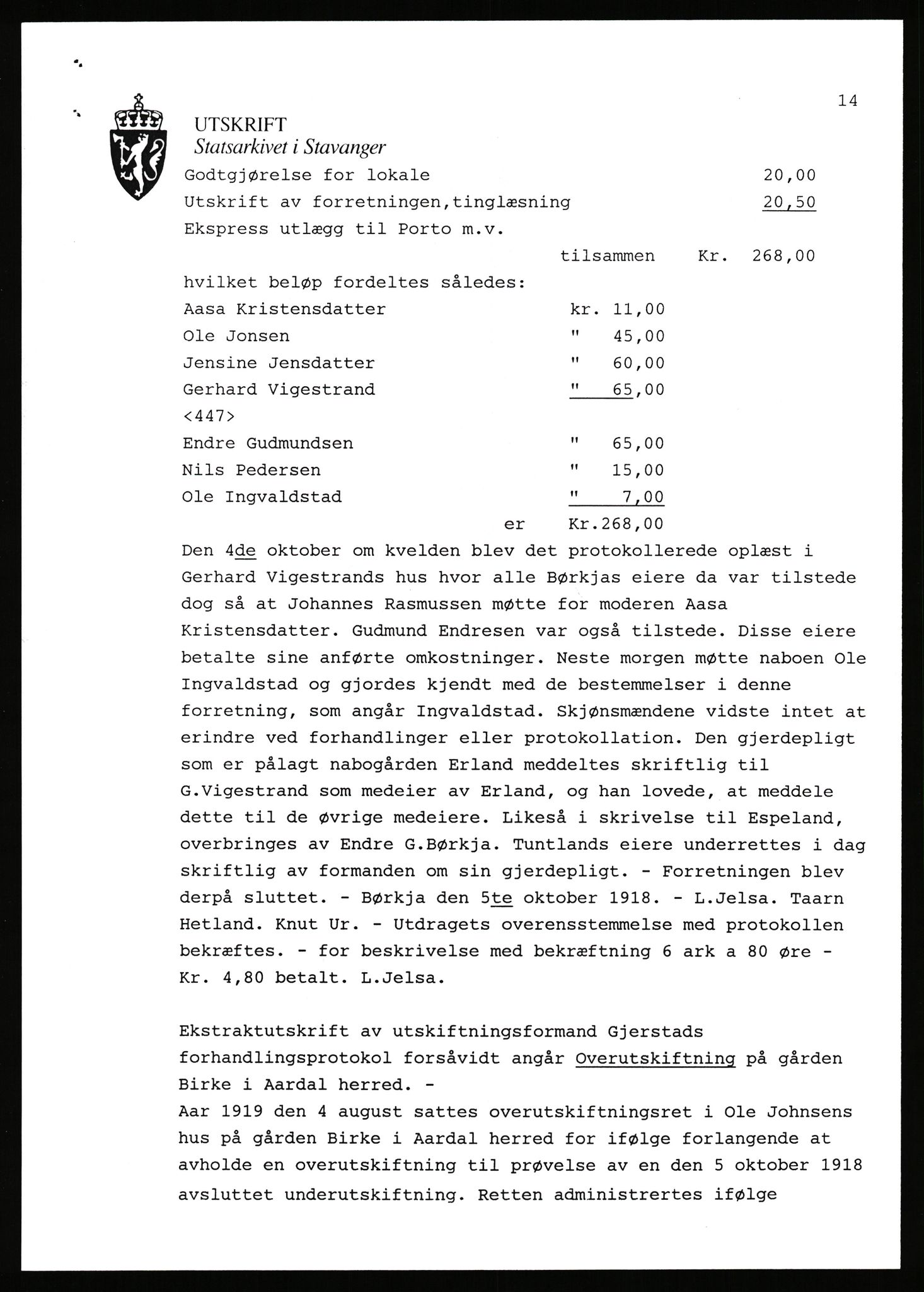 Statsarkivet i Stavanger, SAST/A-101971/03/Y/Yj/L0013: Avskrifter sortert etter gårdsnavn: Bæreim - Dalen, 1750-1930, p. 389