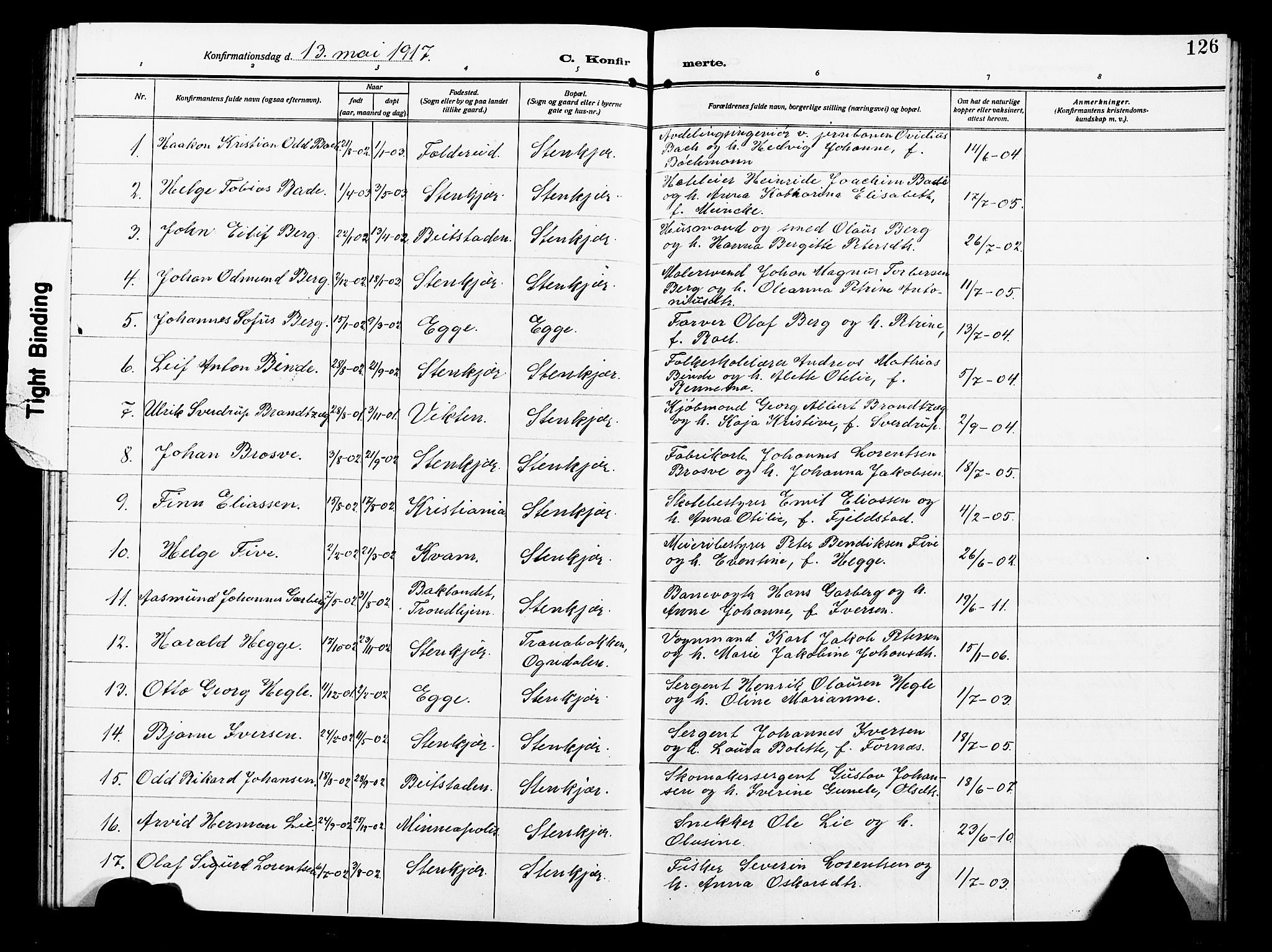Ministerialprotokoller, klokkerbøker og fødselsregistre - Nord-Trøndelag, SAT/A-1458/739/L0376: Parish register (copy) no. 739C04, 1908-1917, p. 126