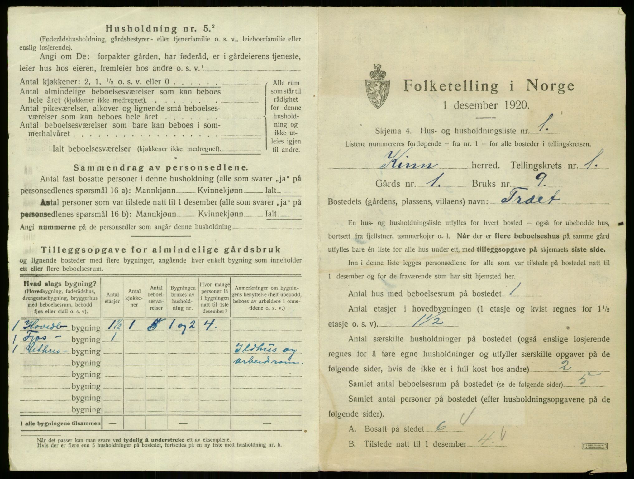 SAB, 1920 census for Kinn, 1920, p. 114