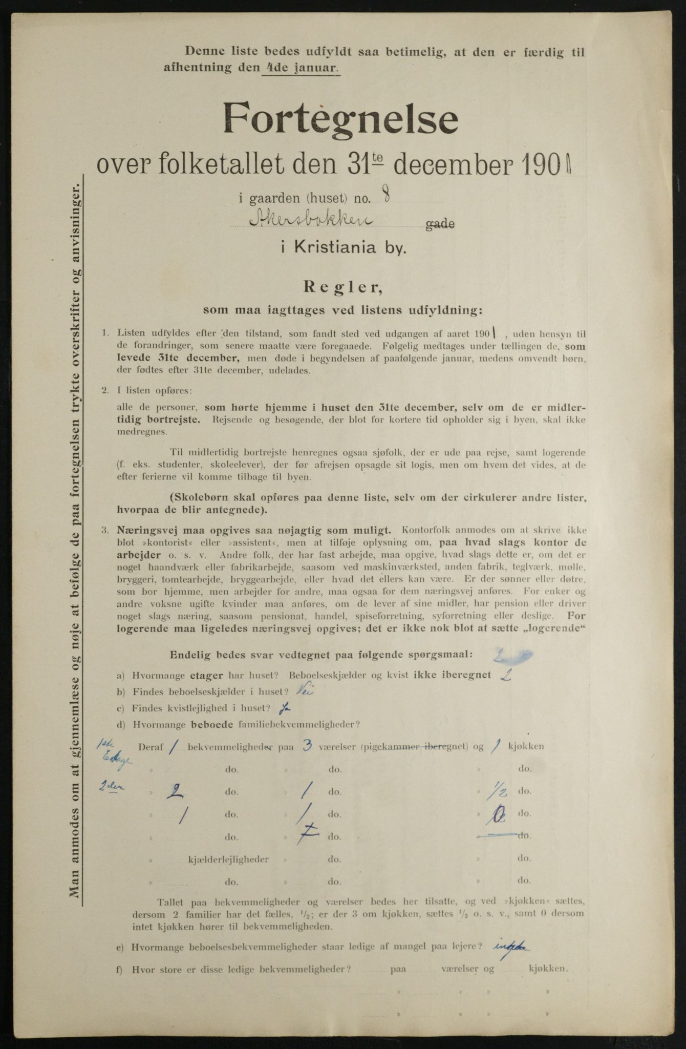 OBA, Municipal Census 1901 for Kristiania, 1901, p. 7