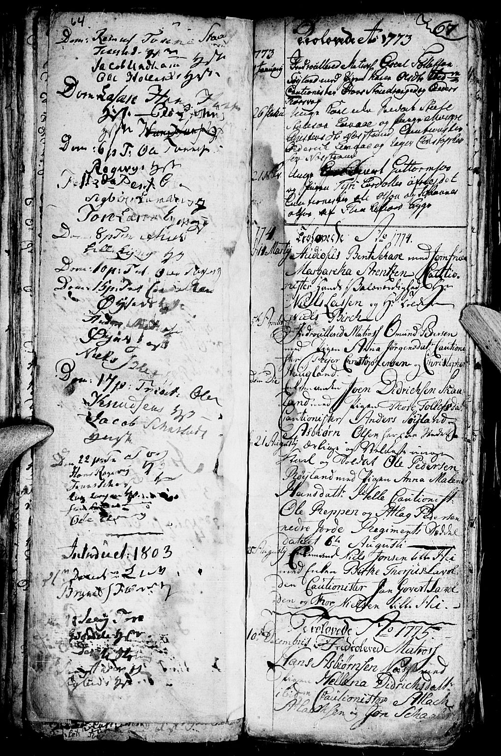 Flekkefjord sokneprestkontor, SAK/1111-0012/F/Fa/Fac/L0001: Parish register (official) no. A 1, 1773-1806, p. 64-65