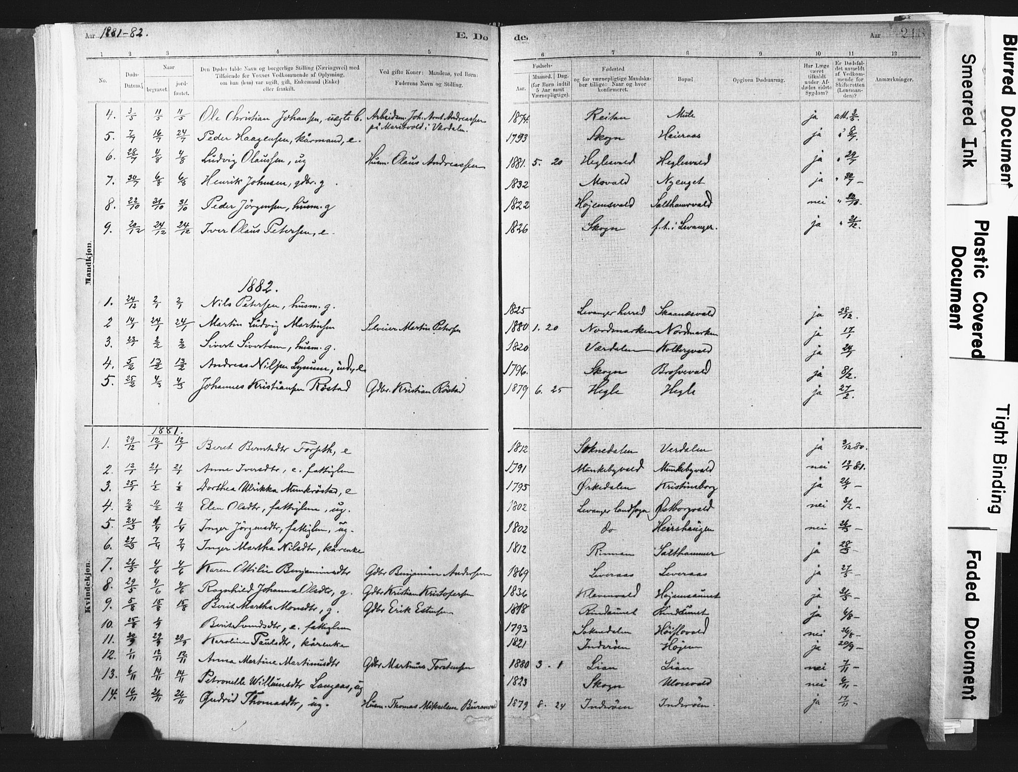 Ministerialprotokoller, klokkerbøker og fødselsregistre - Nord-Trøndelag, SAT/A-1458/721/L0207: Parish register (official) no. 721A02, 1880-1911, p. 218