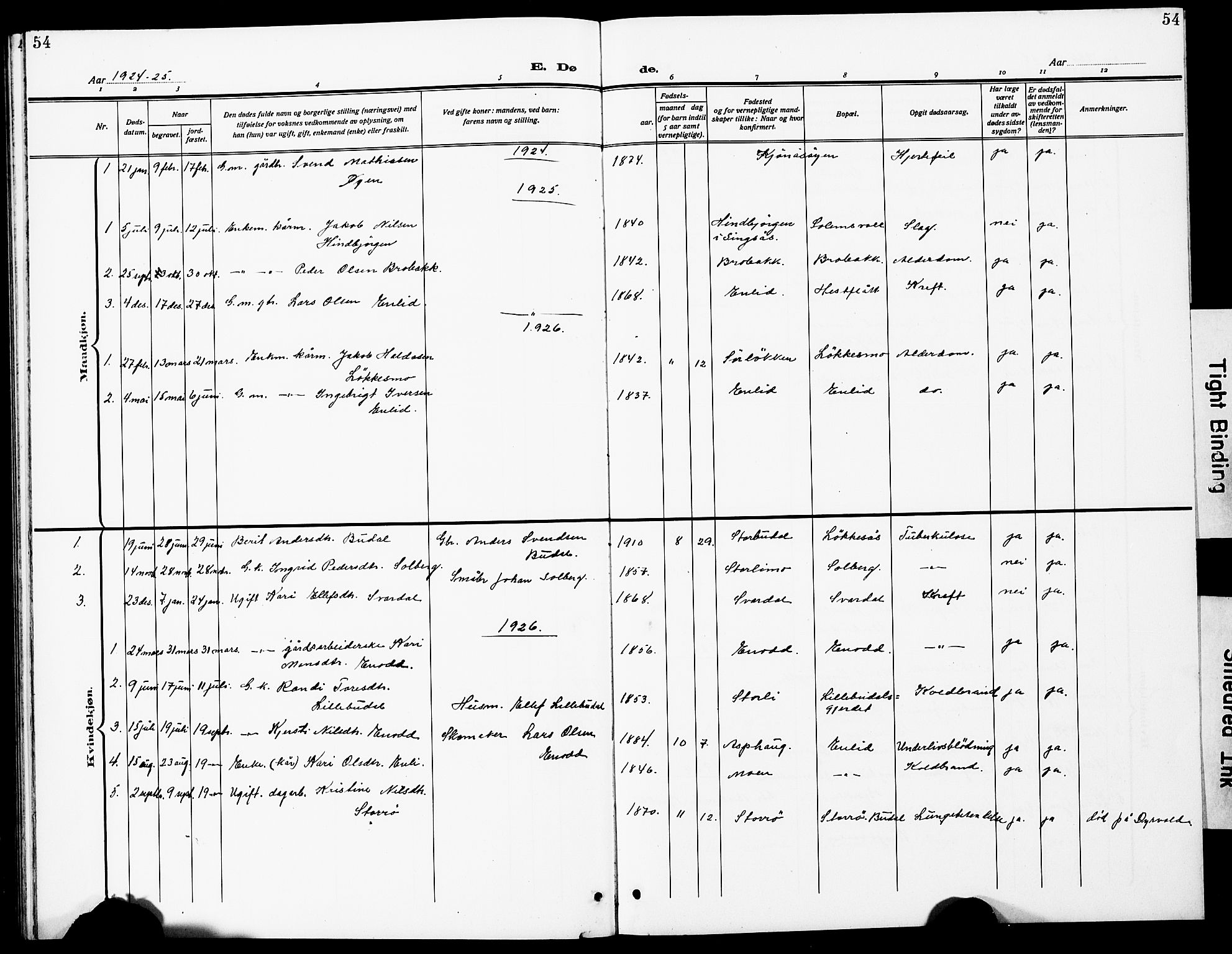 Ministerialprotokoller, klokkerbøker og fødselsregistre - Sør-Trøndelag, SAT/A-1456/690/L1052: Parish register (copy) no. 690C02, 1907-1929, p. 54