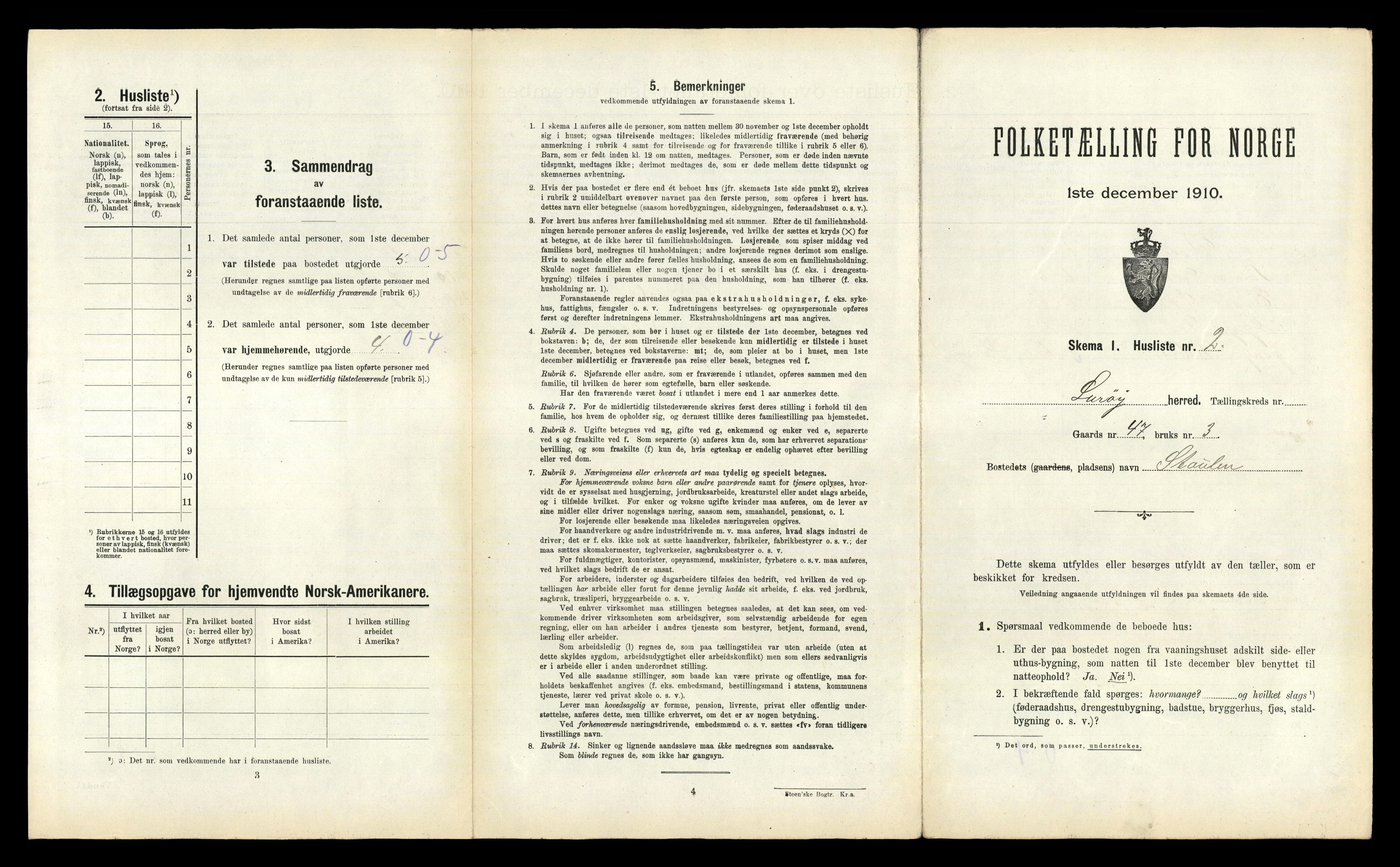 RA, 1910 census for Lurøy, 1910, p. 552