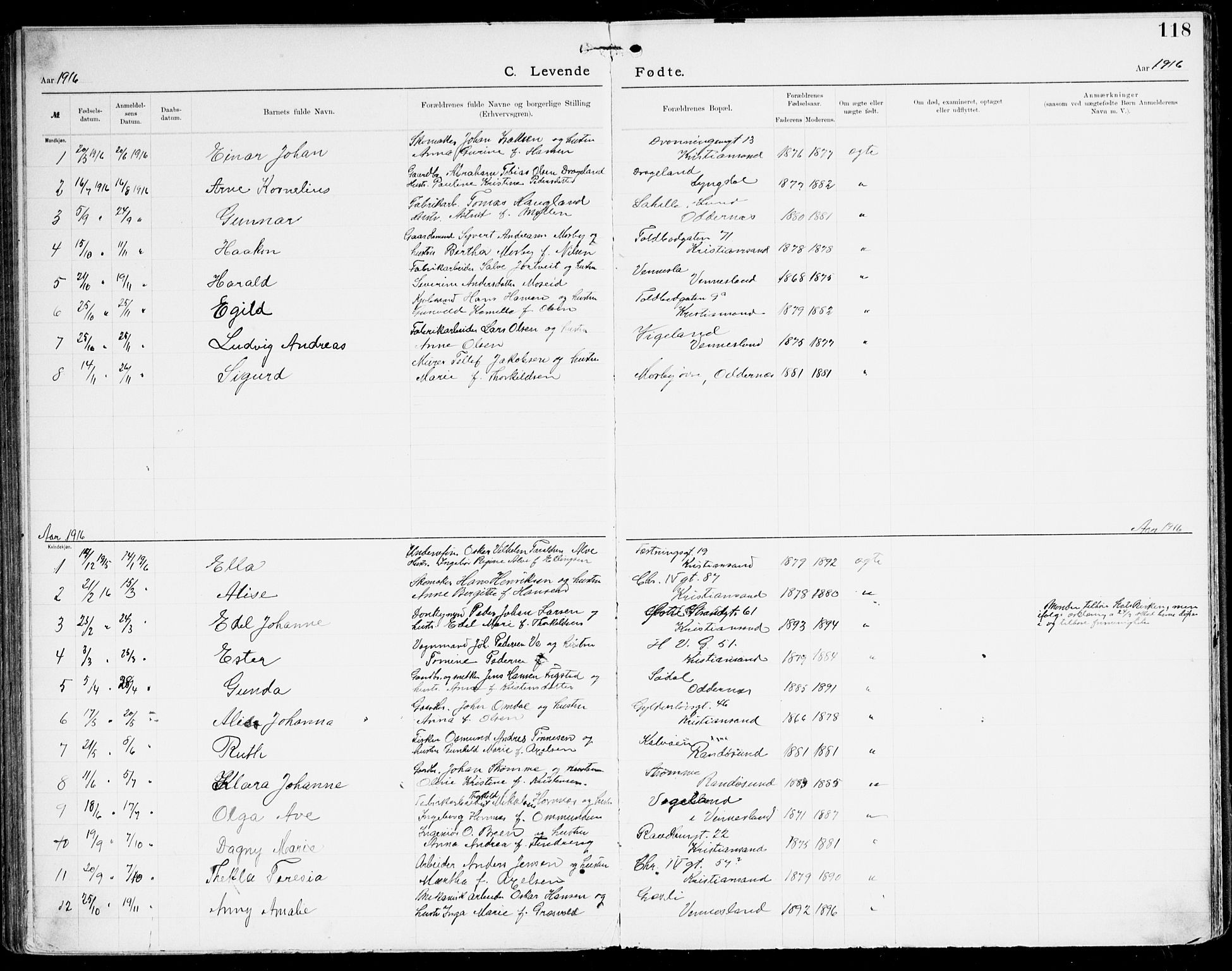 Den evangelisk-lutherske frikirke, Kristiansand, AV/SAK-1292-0017/F/Fa/L0003: Dissenter register no. F 11, 1892-1925, p. 118