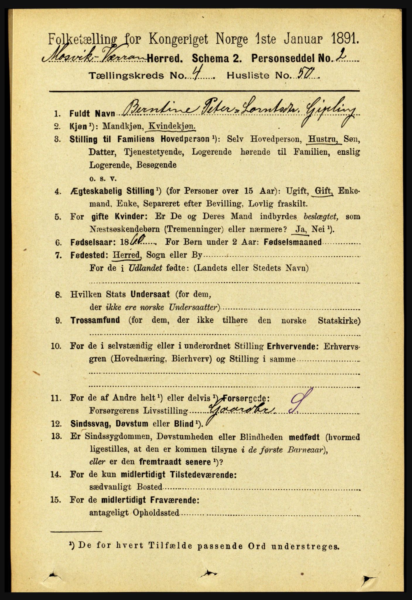 RA, 1891 census for 1723 Mosvik og Verran, 1891, p. 1717