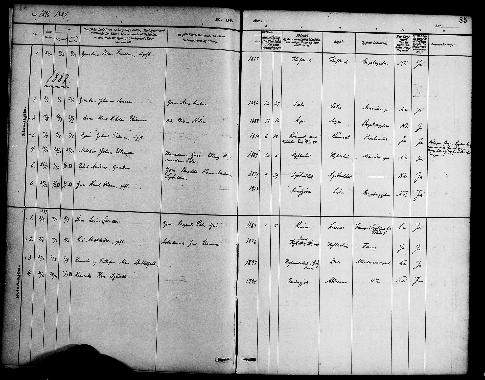 Hyllestad sokneprestembete, SAB/A-80401: Parish register (official) no. B 1, 1886-1904, p. 85
