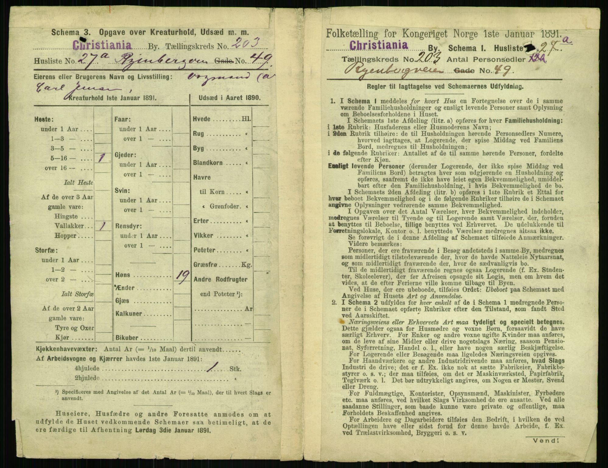 RA, 1891 census for 0301 Kristiania, 1891, p. 122098