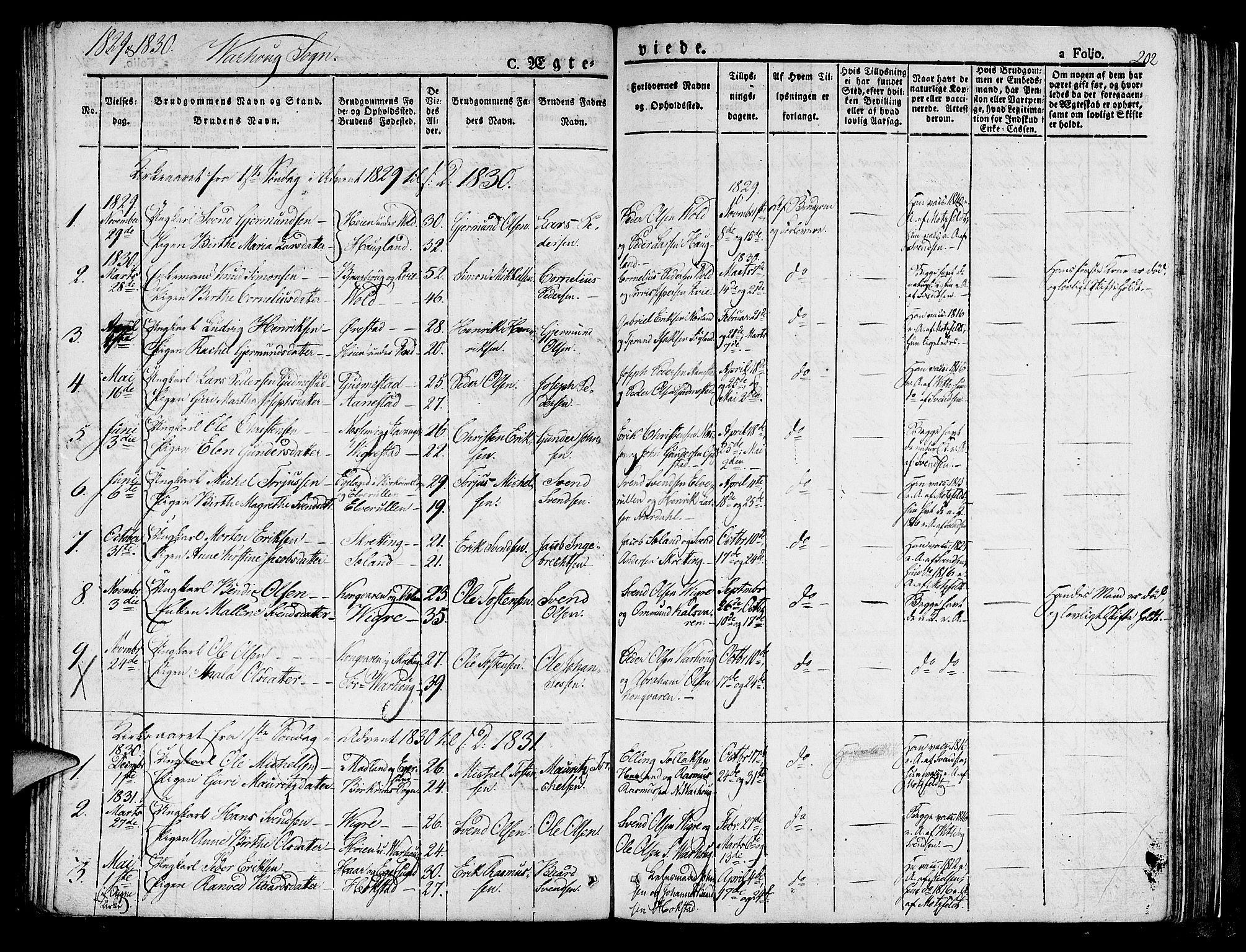Hå sokneprestkontor, SAST/A-101801/001/30BA/L0004: Parish register (official) no. A 4.1 /2, 1826-1841, p. 202