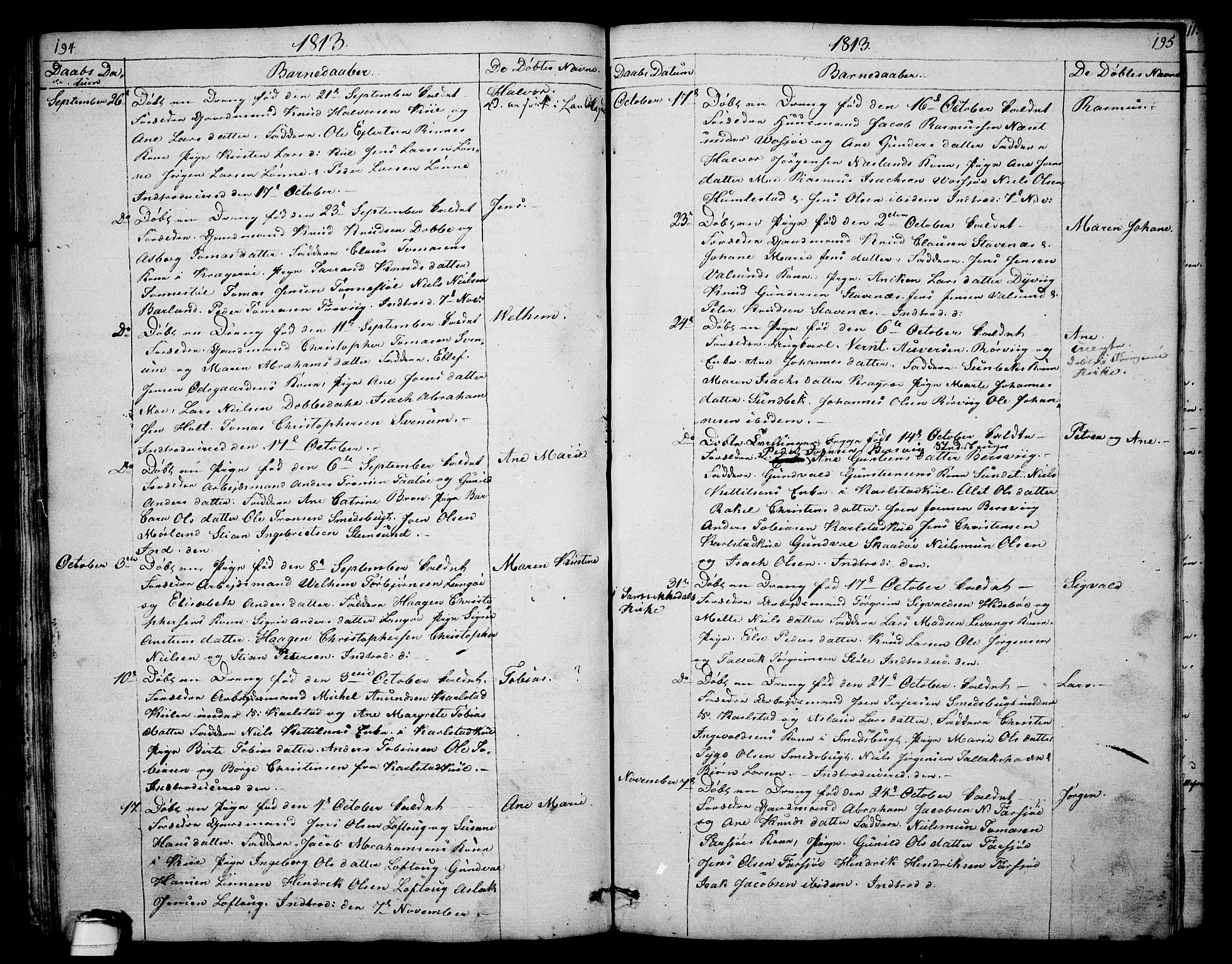 Sannidal kirkebøker, SAKO/A-296/F/Fa/L0003: Parish register (official) no. 3, 1803-1813, p. 194-195