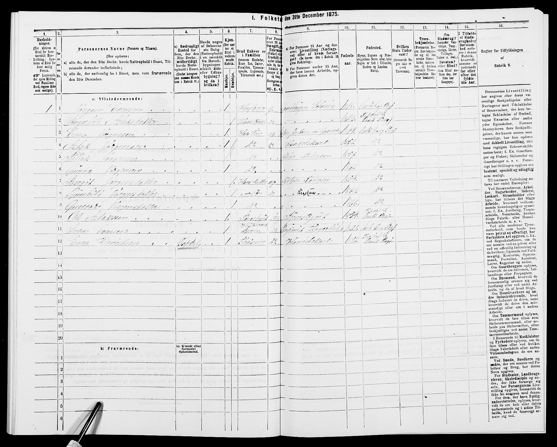 SAK, 1875 census for 0929P Åmli, 1875, p. 242