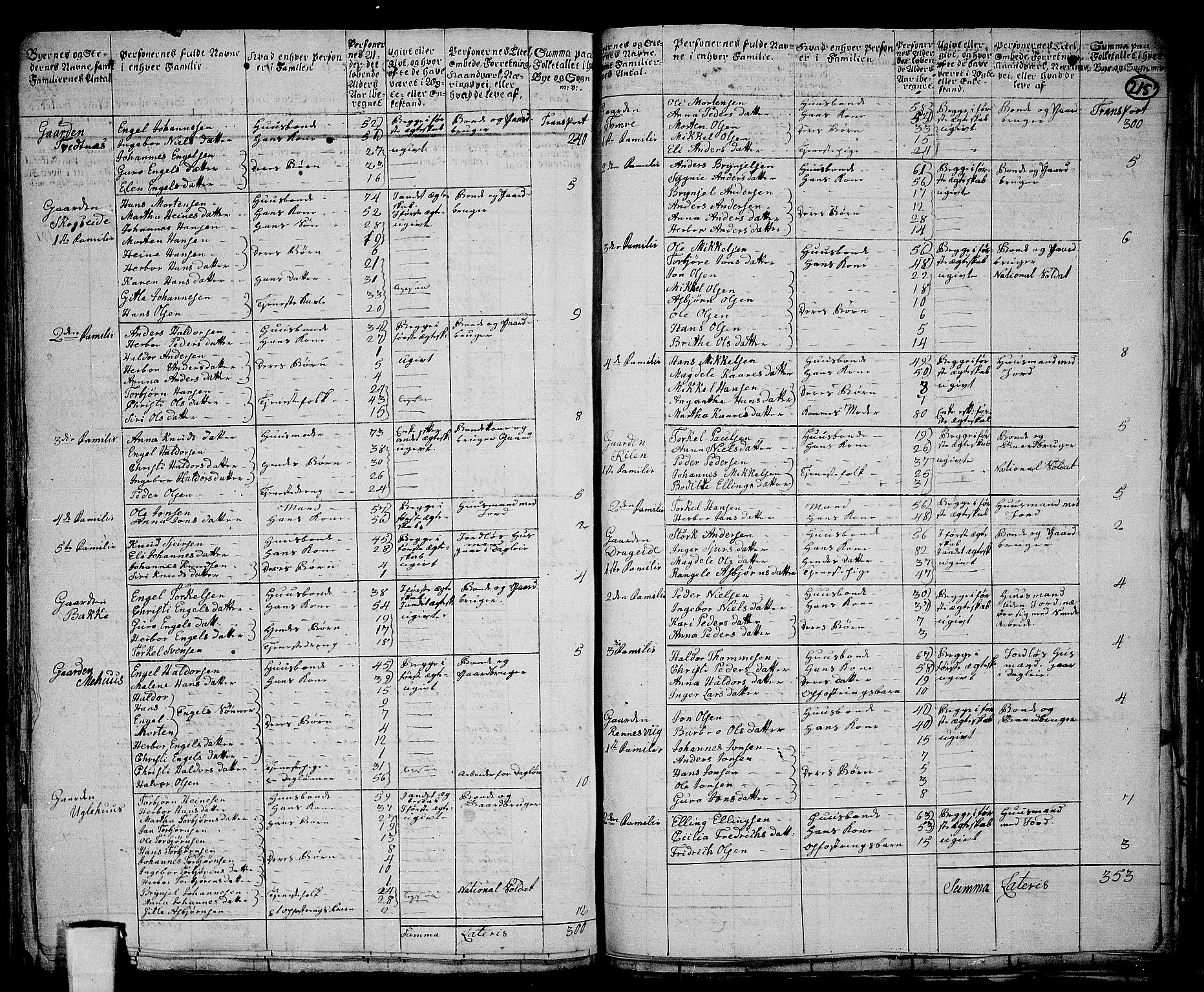 RA, 1801 census for 1243P Os, 1801, p. 214b-215a