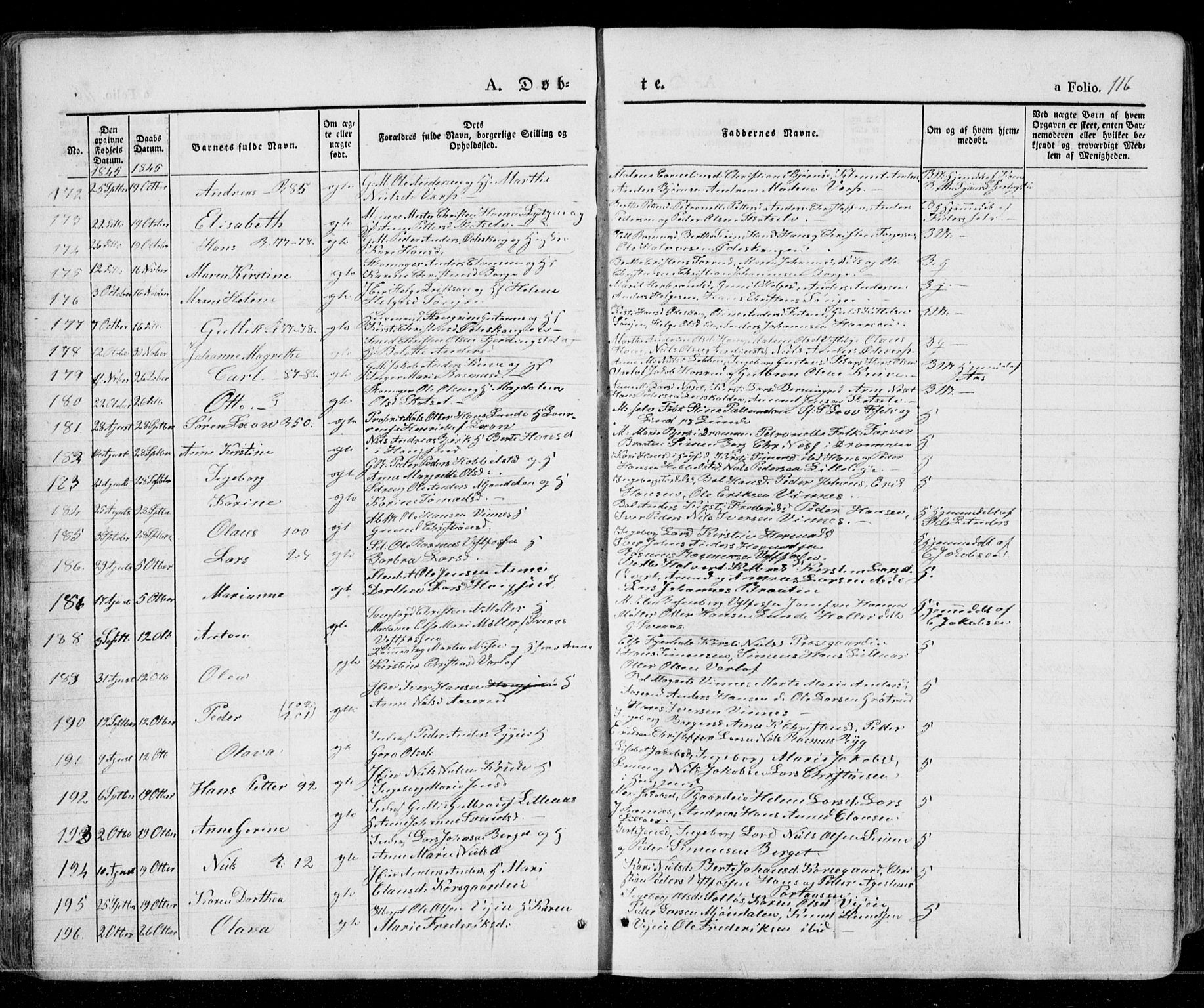 Eiker kirkebøker, AV/SAKO-A-4/G/Ga/L0002: Parish register (copy) no. I 2, 1832-1856, p. 116