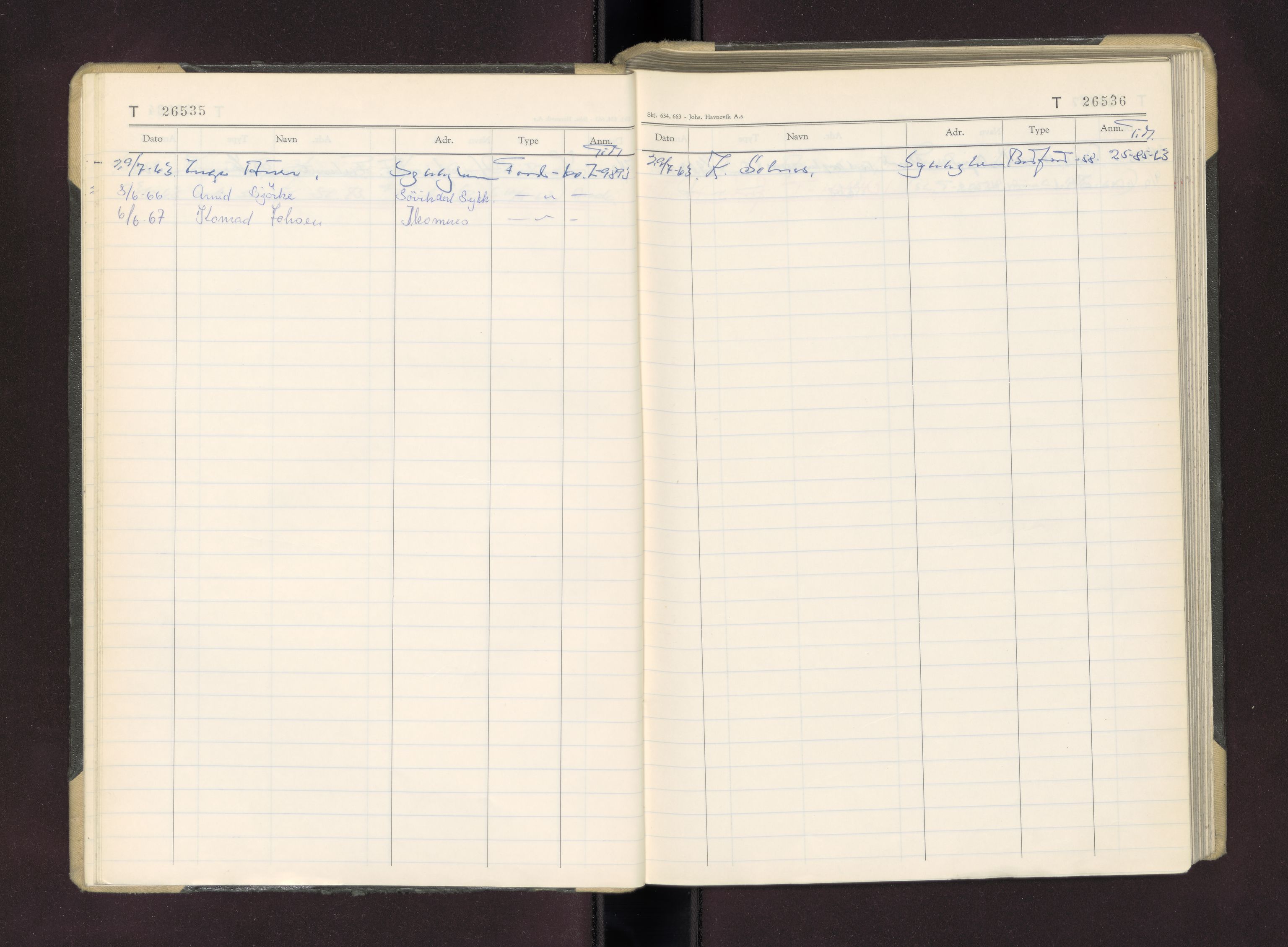 Møre og Romsdal vegkontor - Ålesund trafikkstasjon, AV/SAT-A-4099/F/Fc/L0026: Bilregister; T 26500 - T 26999, 1960-1970