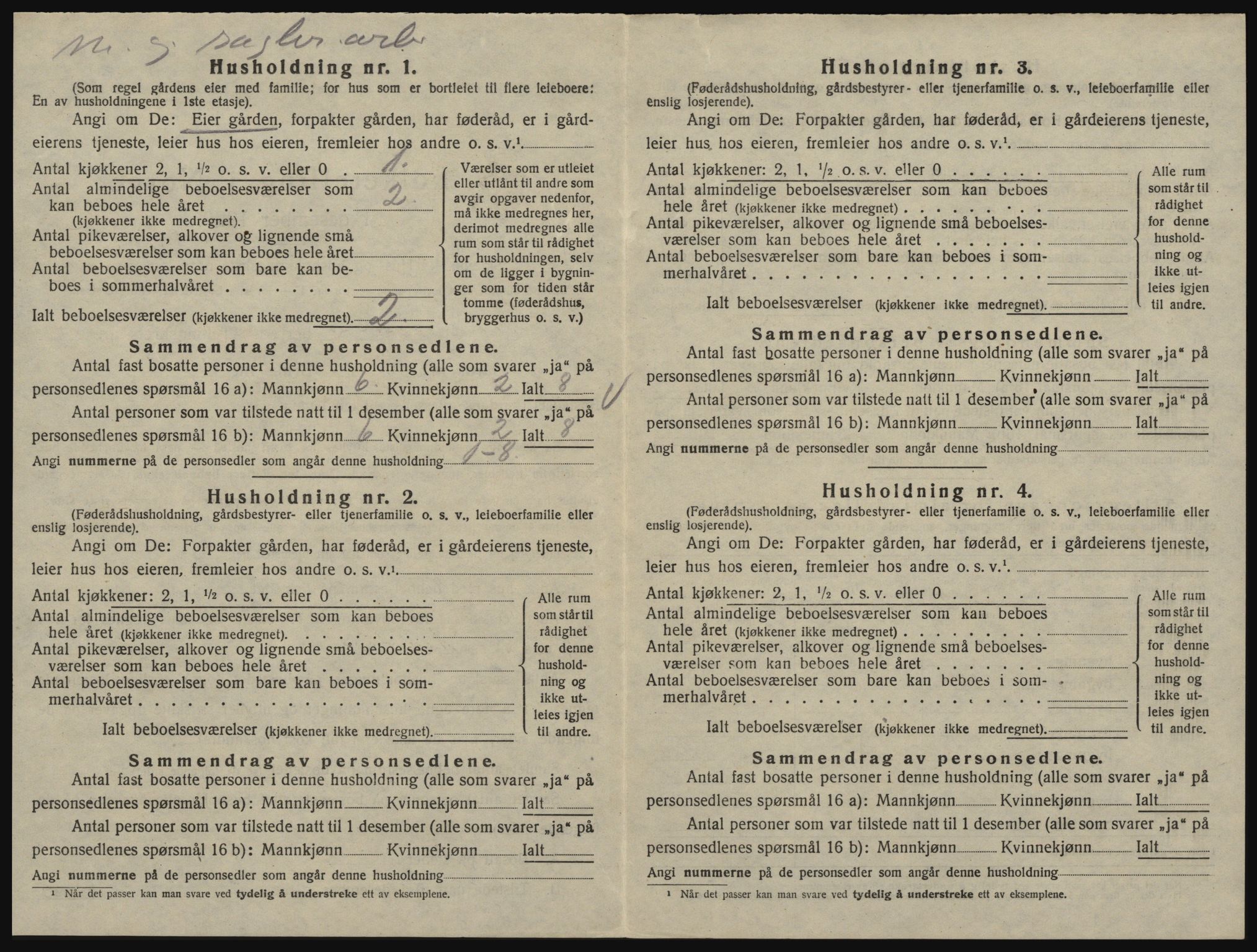 SAO, 1920 census for Glemmen, 1920, p. 598