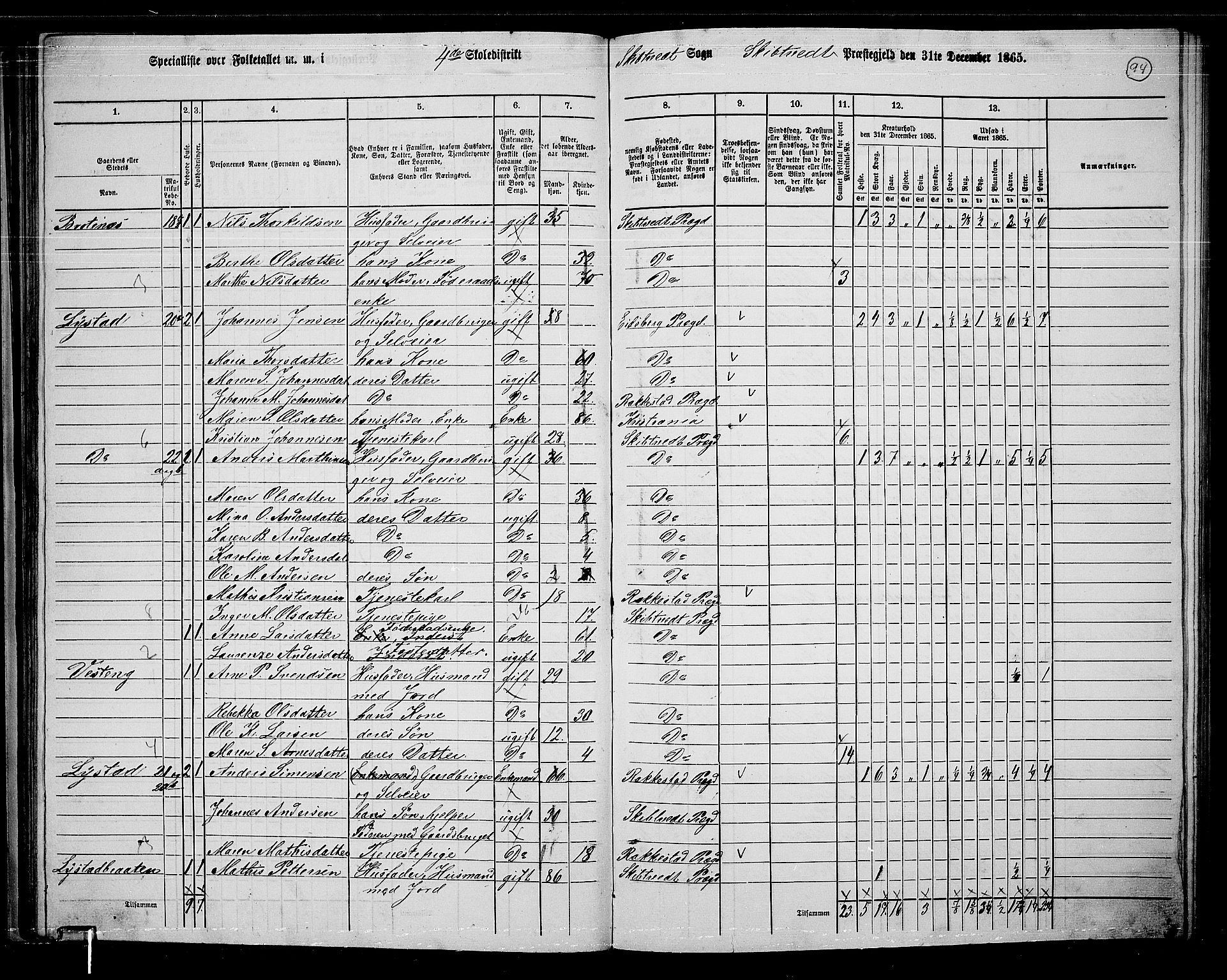 RA, 1865 census for Skiptvet, 1865, p. 84