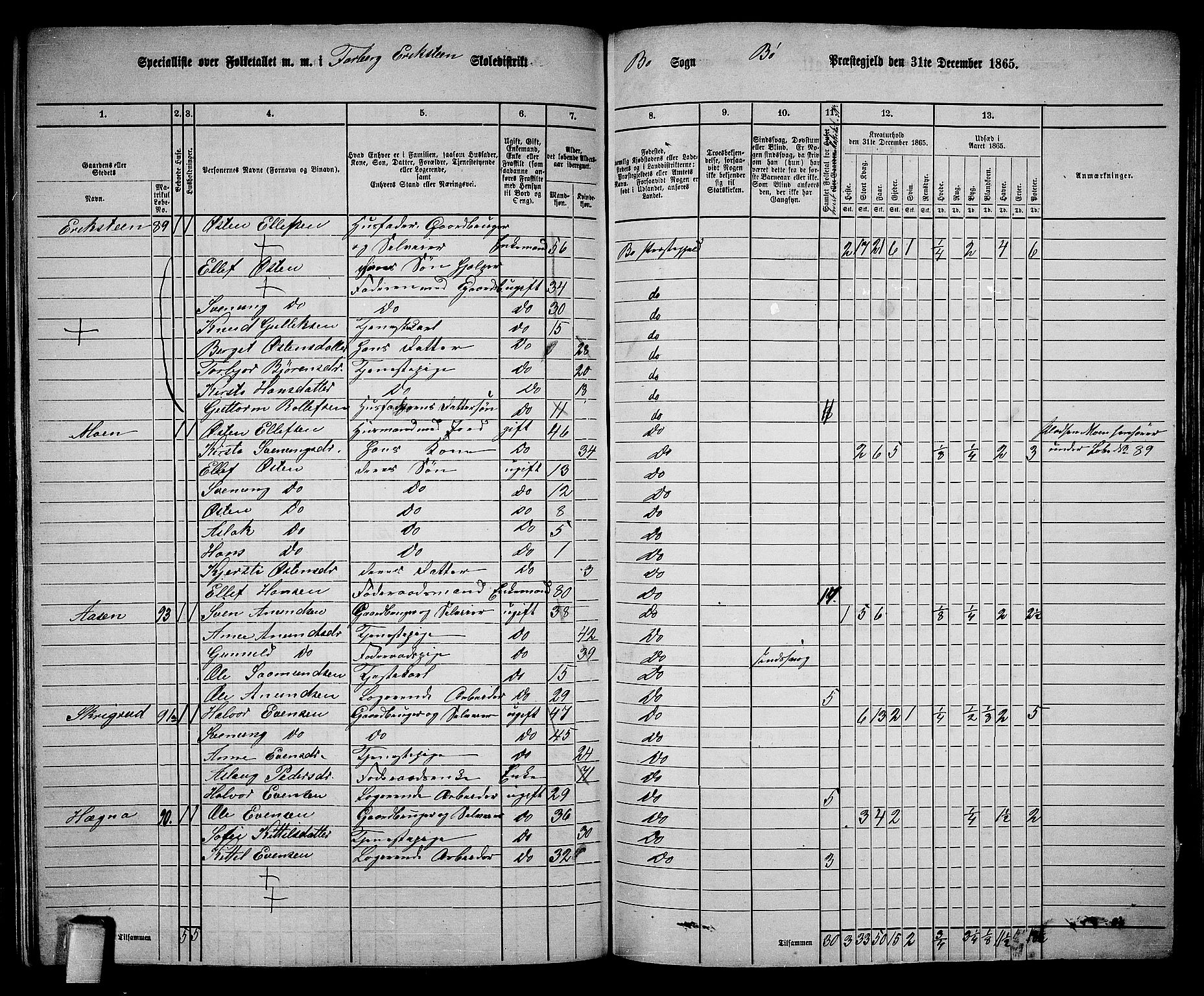 RA, 1865 census for Bø, 1865, p. 151