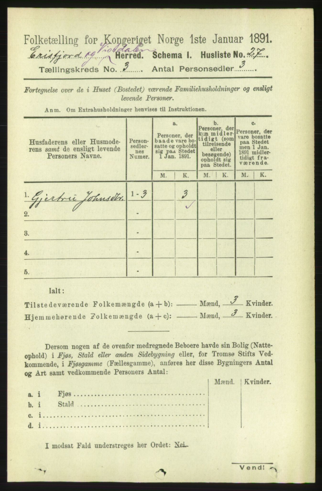 RA, 1891 census for 1542 Eresfjord og Vistdal, 1891, p. 623