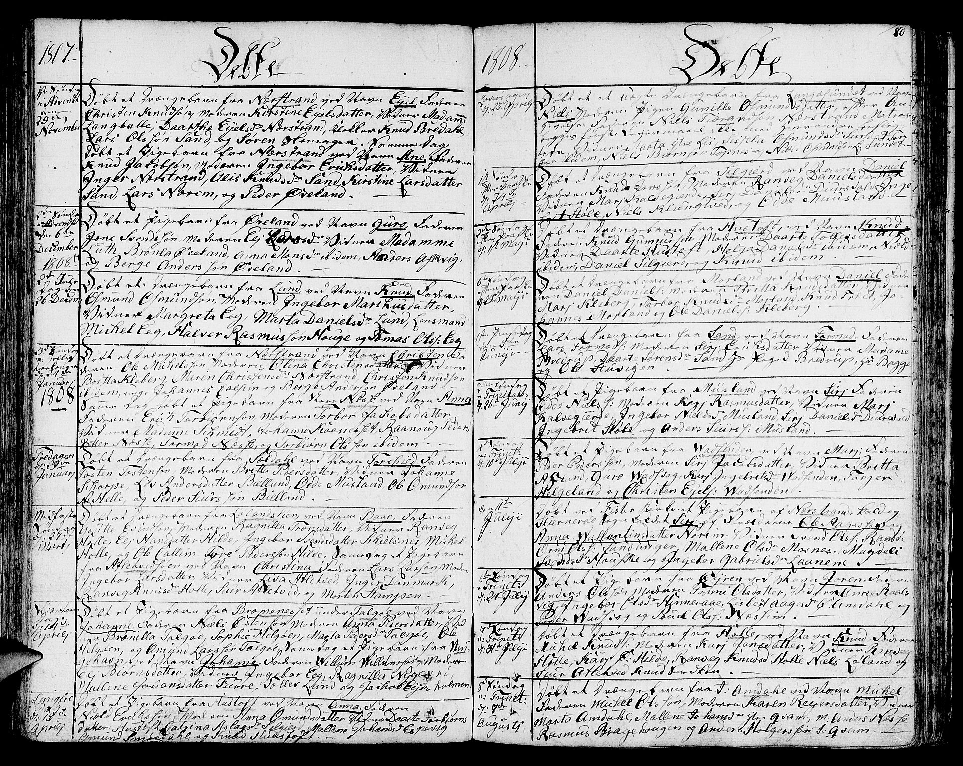 Nedstrand sokneprestkontor, SAST/A-101841/01/IV: Parish register (official) no. A 5, 1795-1816, p. 80