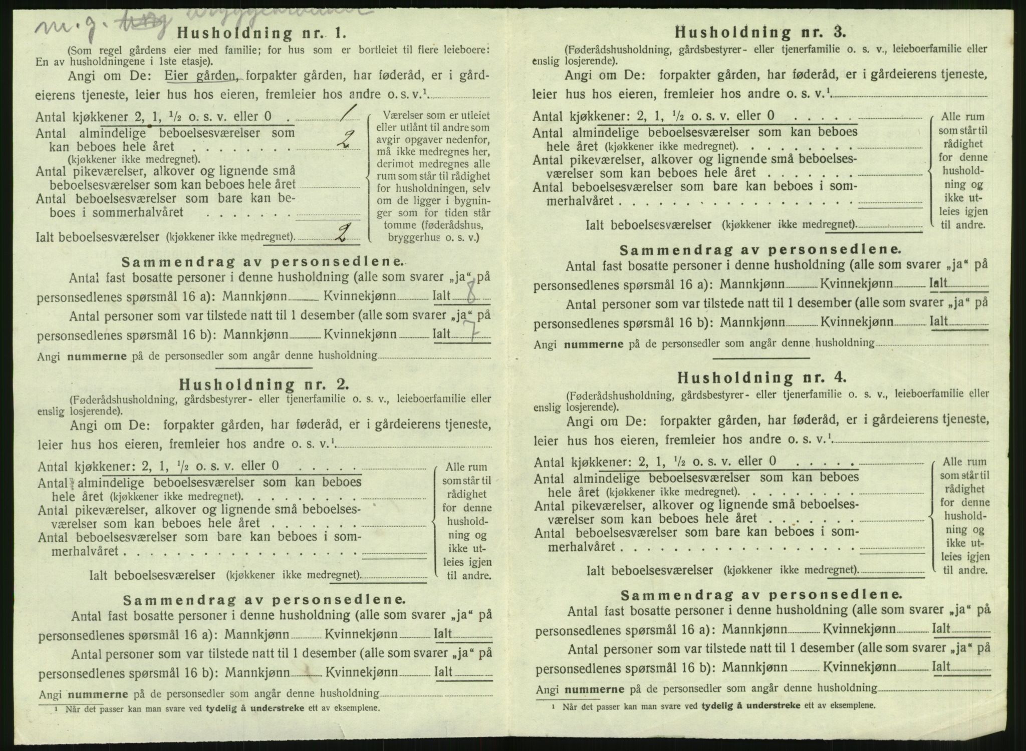 SAT, 1920 census for Hopen, 1920, p. 461