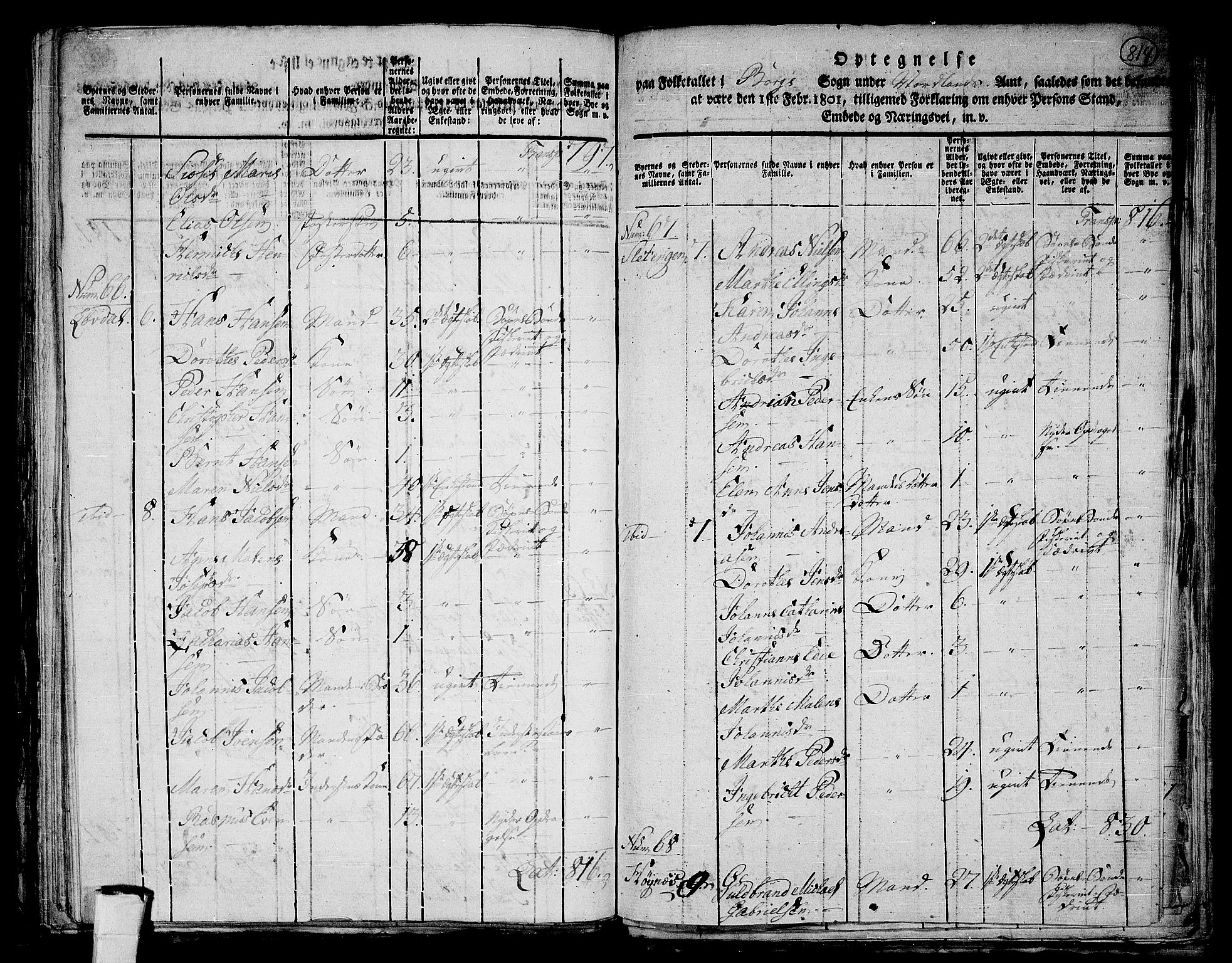 RA, 1801 census for 1862P Borge, 1801, p. 813b-814a