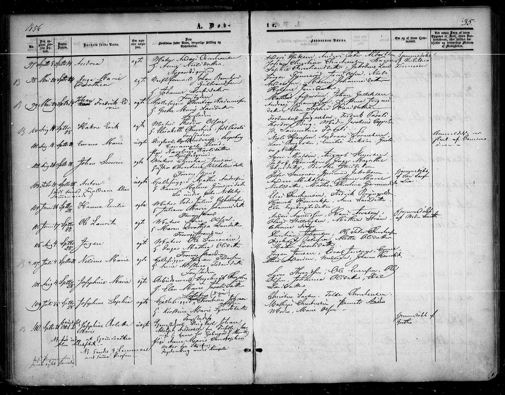 Glemmen prestekontor Kirkebøker, AV/SAO-A-10908/F/Fa/L0007: Parish register (official) no. 7, 1853-1862, p. 35