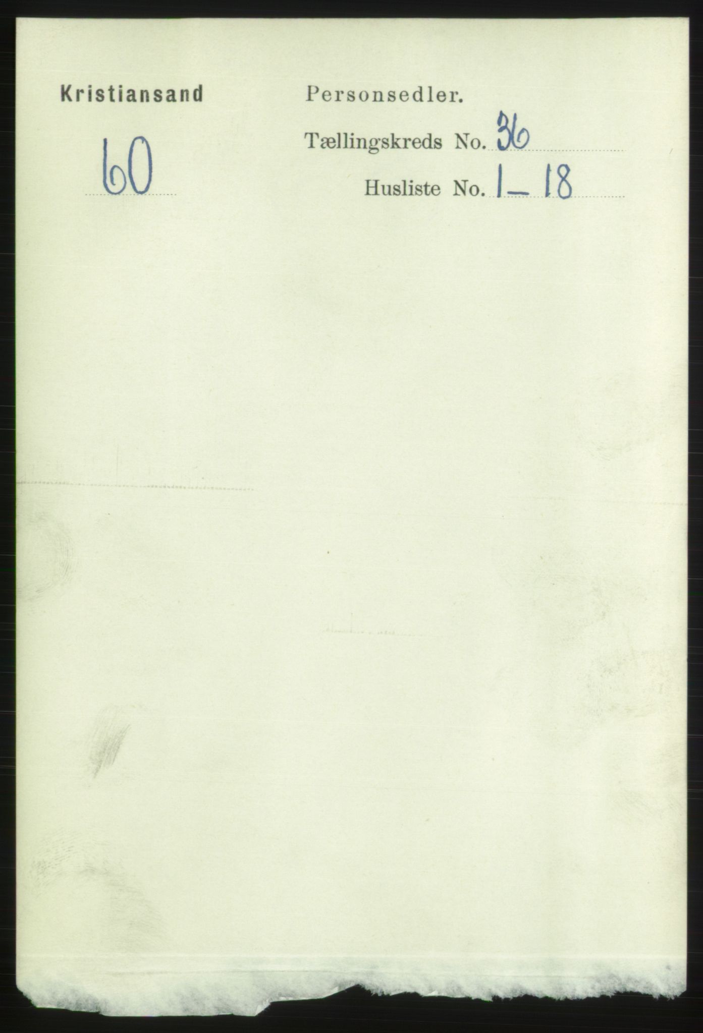 RA, 1891 census for 1001 Kristiansand, 1891, p. 11222