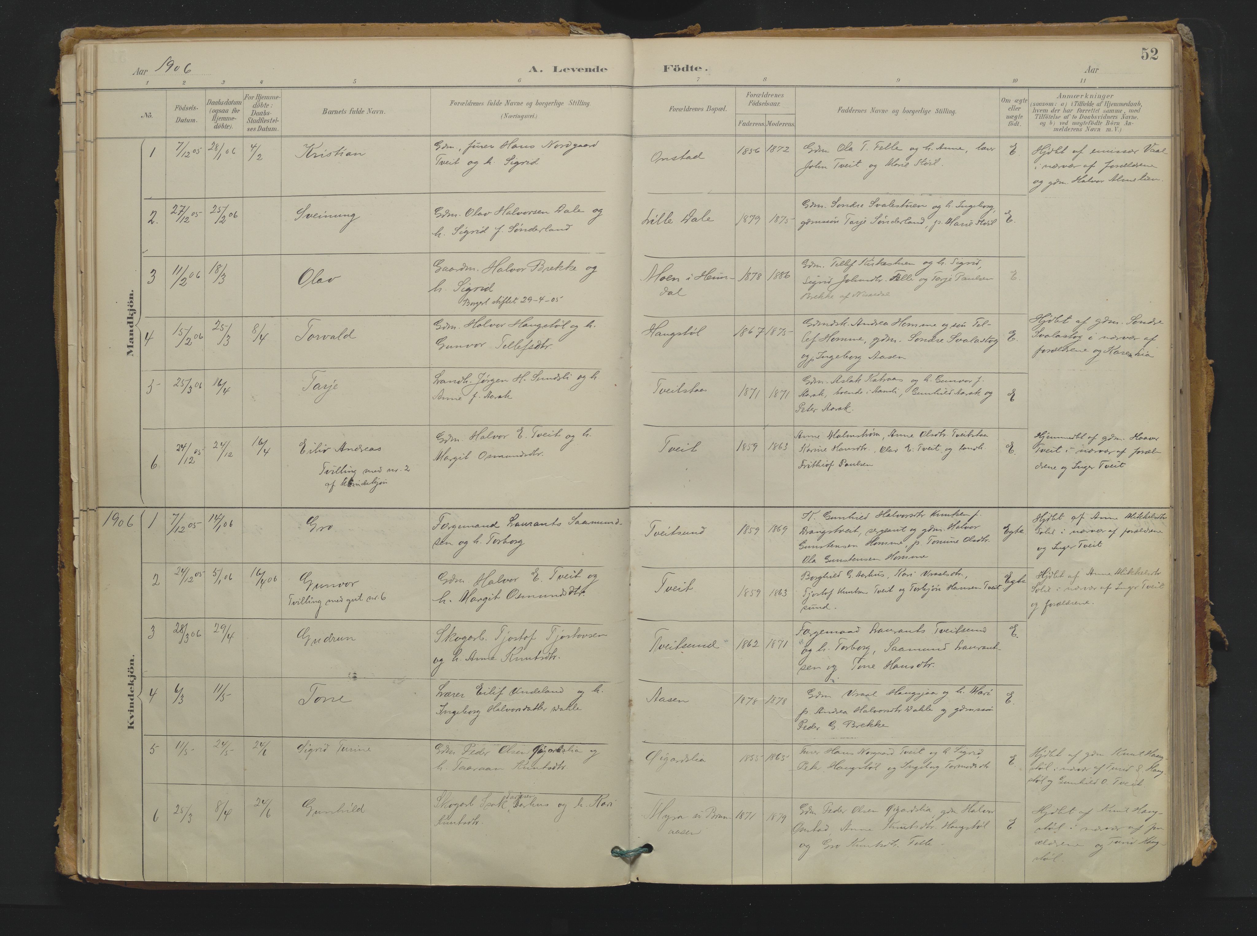 Nissedal kirkebøker, AV/SAKO-A-288/F/Fb/L0002: Parish register (official) no. II 2, 1887-1924, p. 52