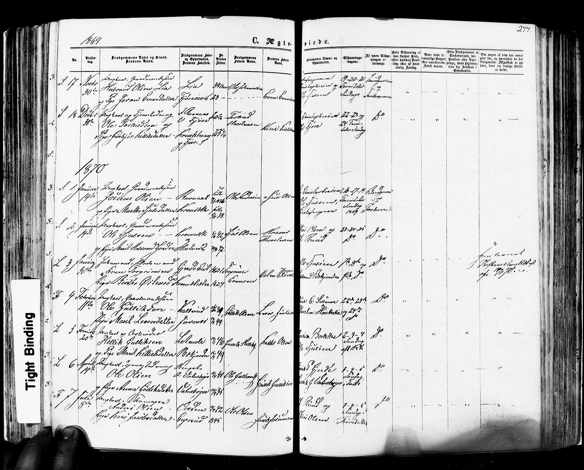 Flesberg kirkebøker, AV/SAKO-A-18/F/Fa/L0007: Parish register (official) no. I 7, 1861-1878, p. 277