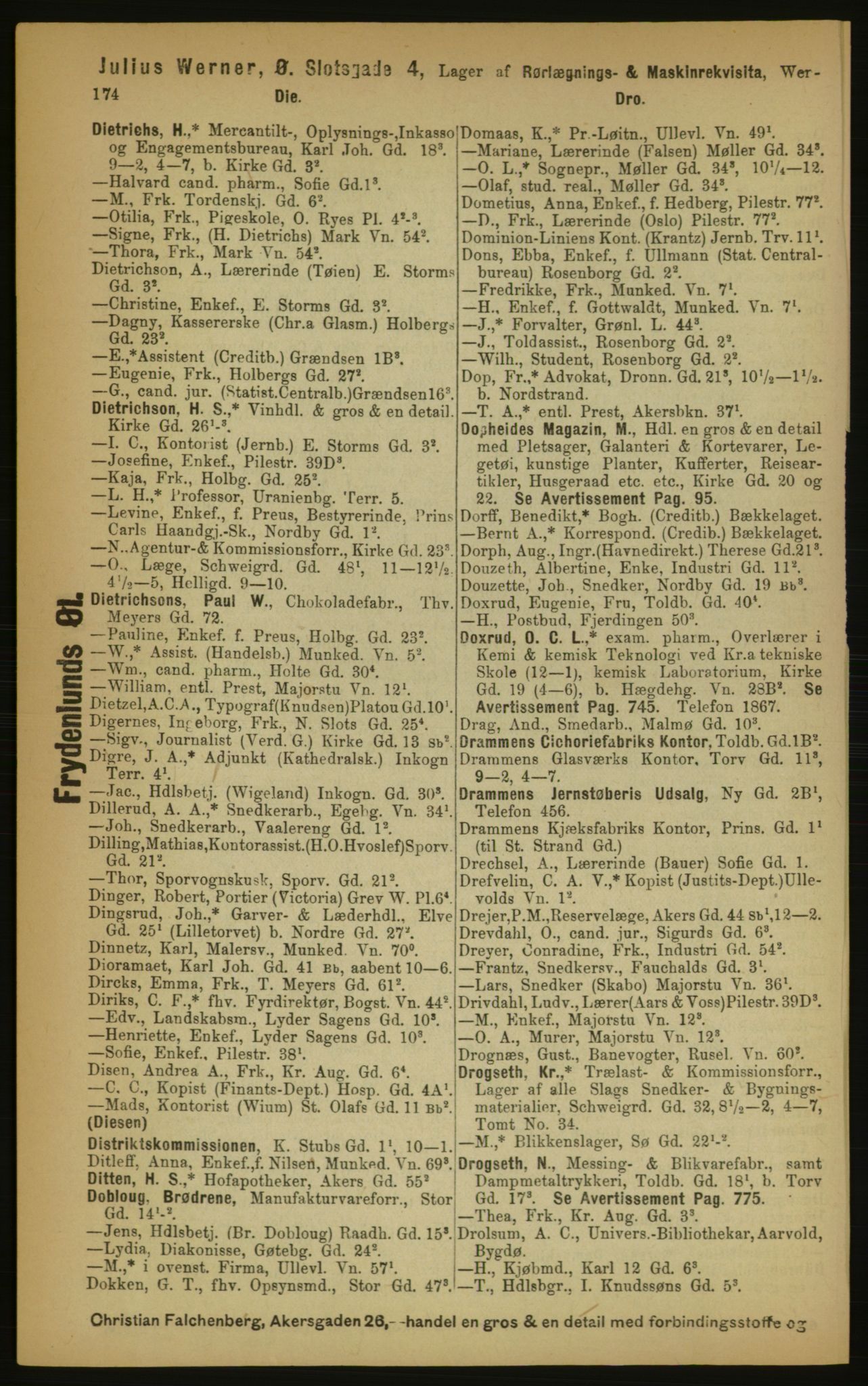 Kristiania/Oslo adressebok, PUBL/-, 1891, p. 174