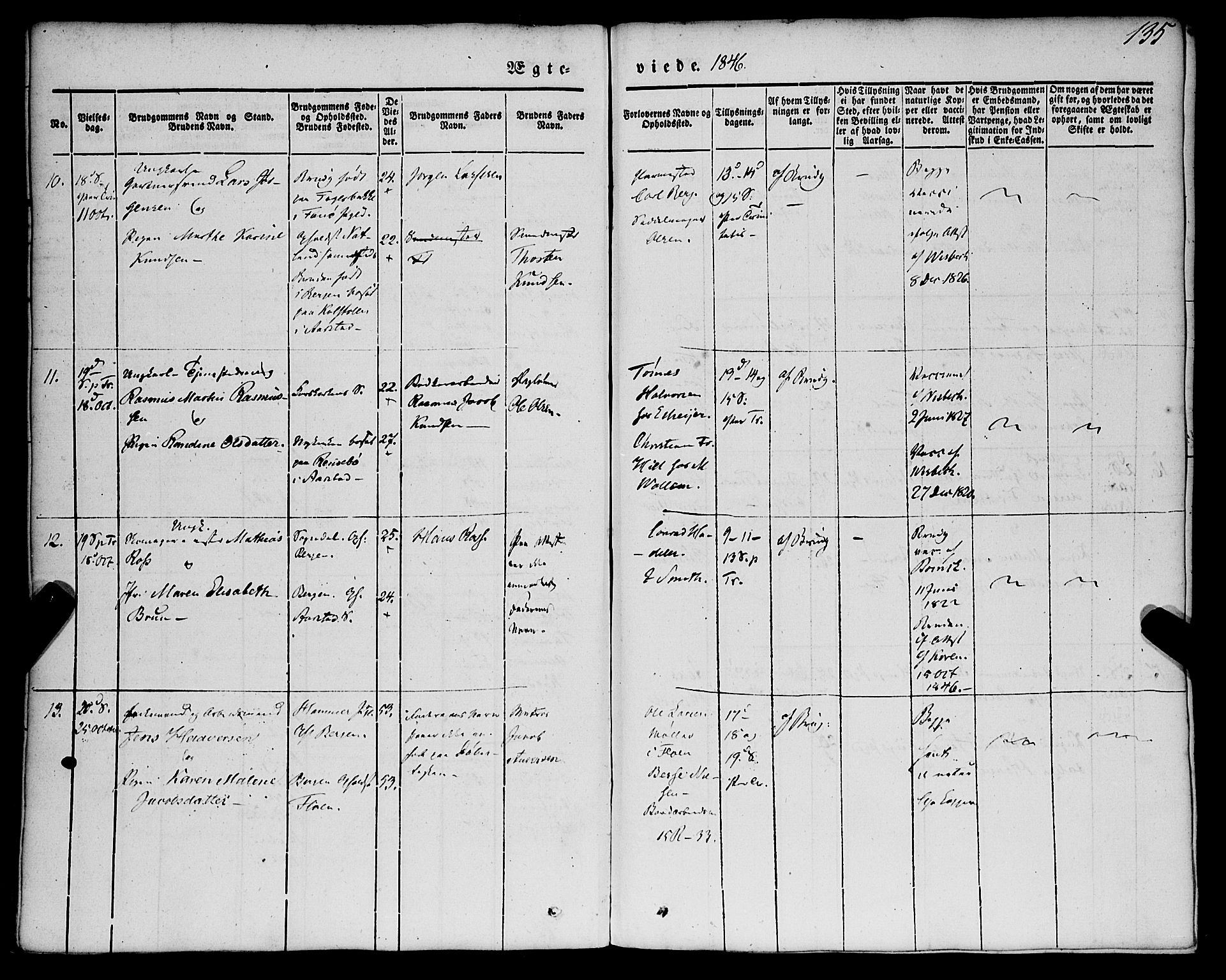 St. Jørgens hospital og Årstad sokneprestembete, AV/SAB-A-99934: Parish register (official) no. A 4, 1844-1863, p. 135