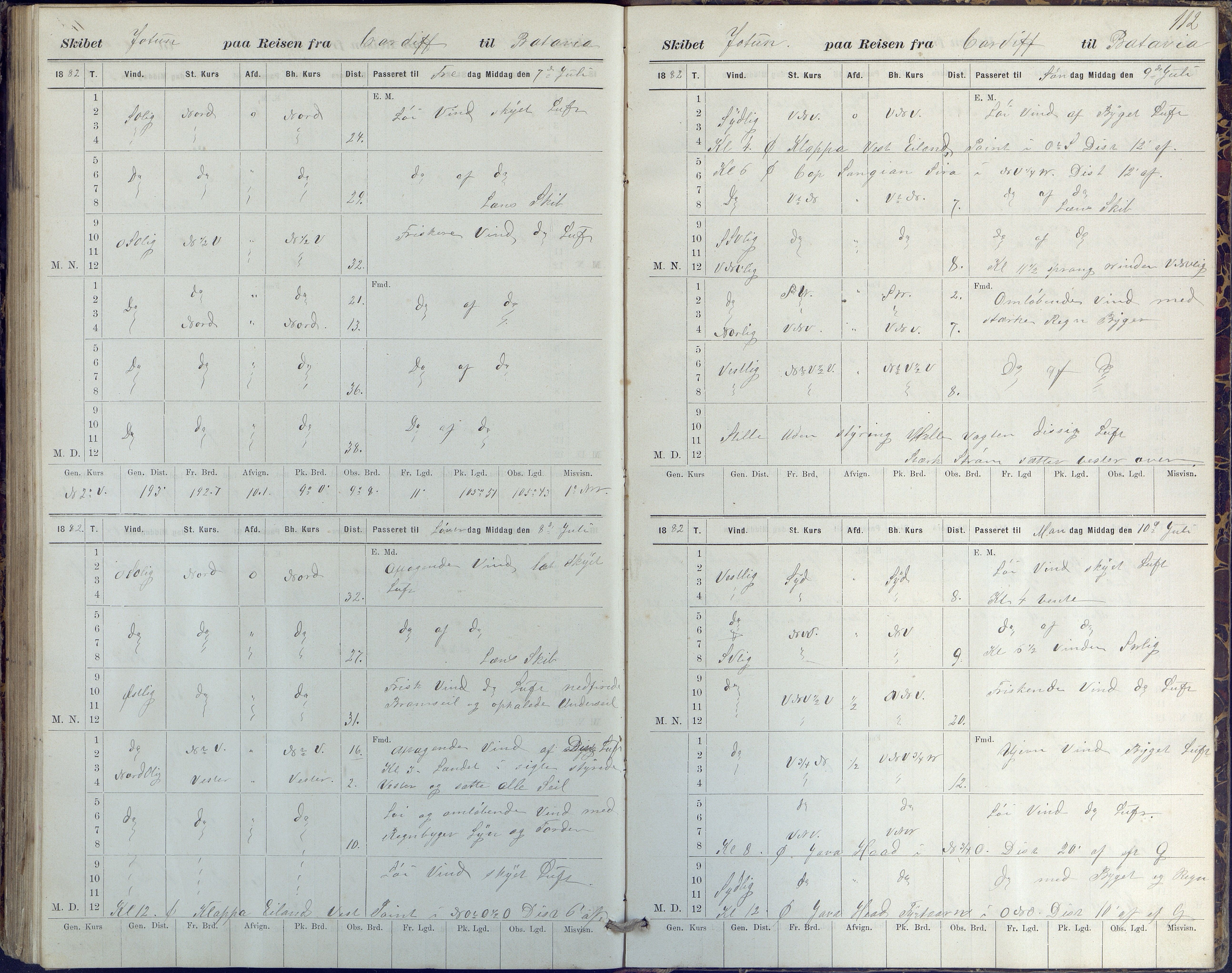 Fartøysarkivet, AAKS/PA-1934/F/L0186/0002: Jotun (bark) / skipsjournal Jotun 1880-1882, 1880-1882, p. 112